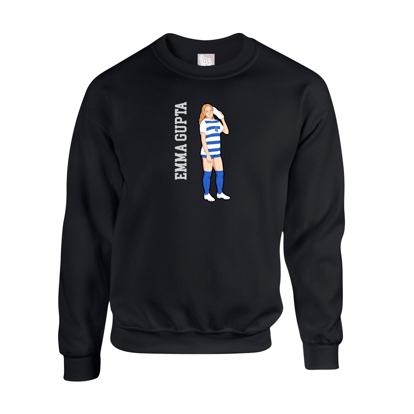 Fleece Crew — Name Vertical in Black