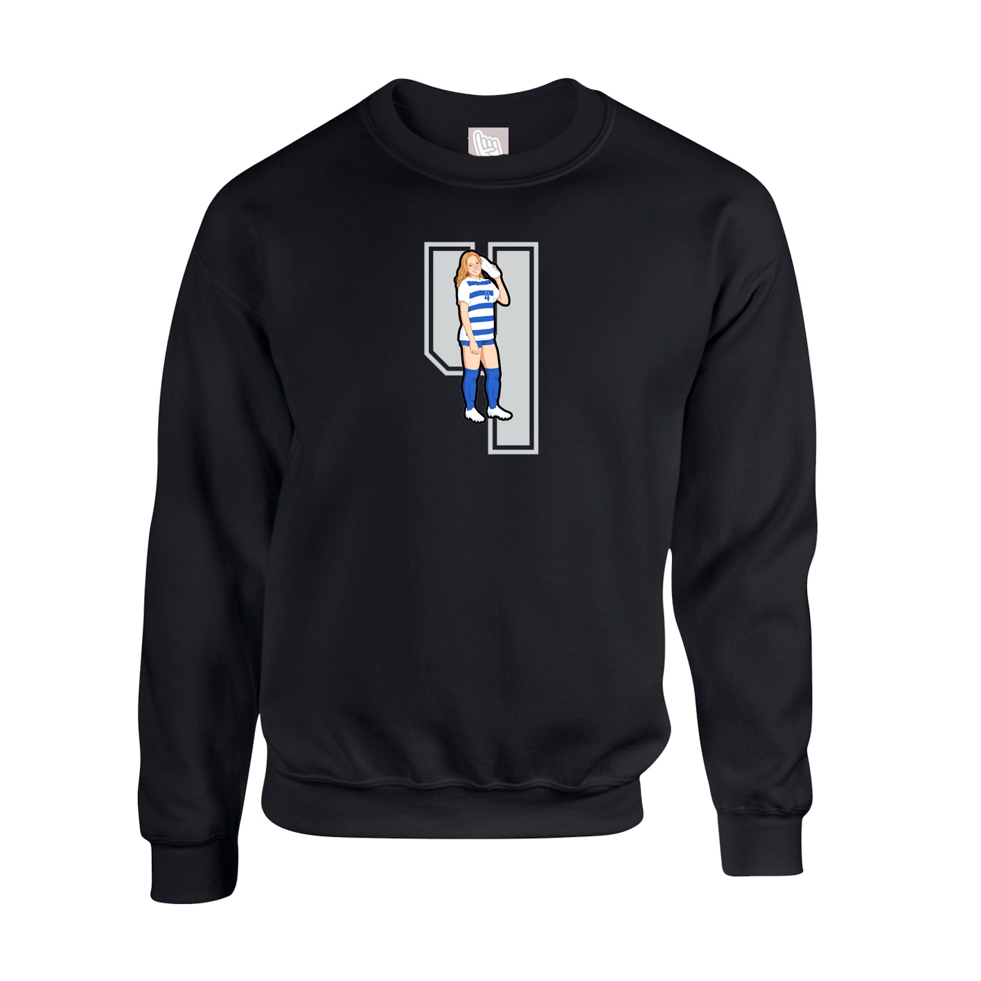 Fleece Crew — Number in Black