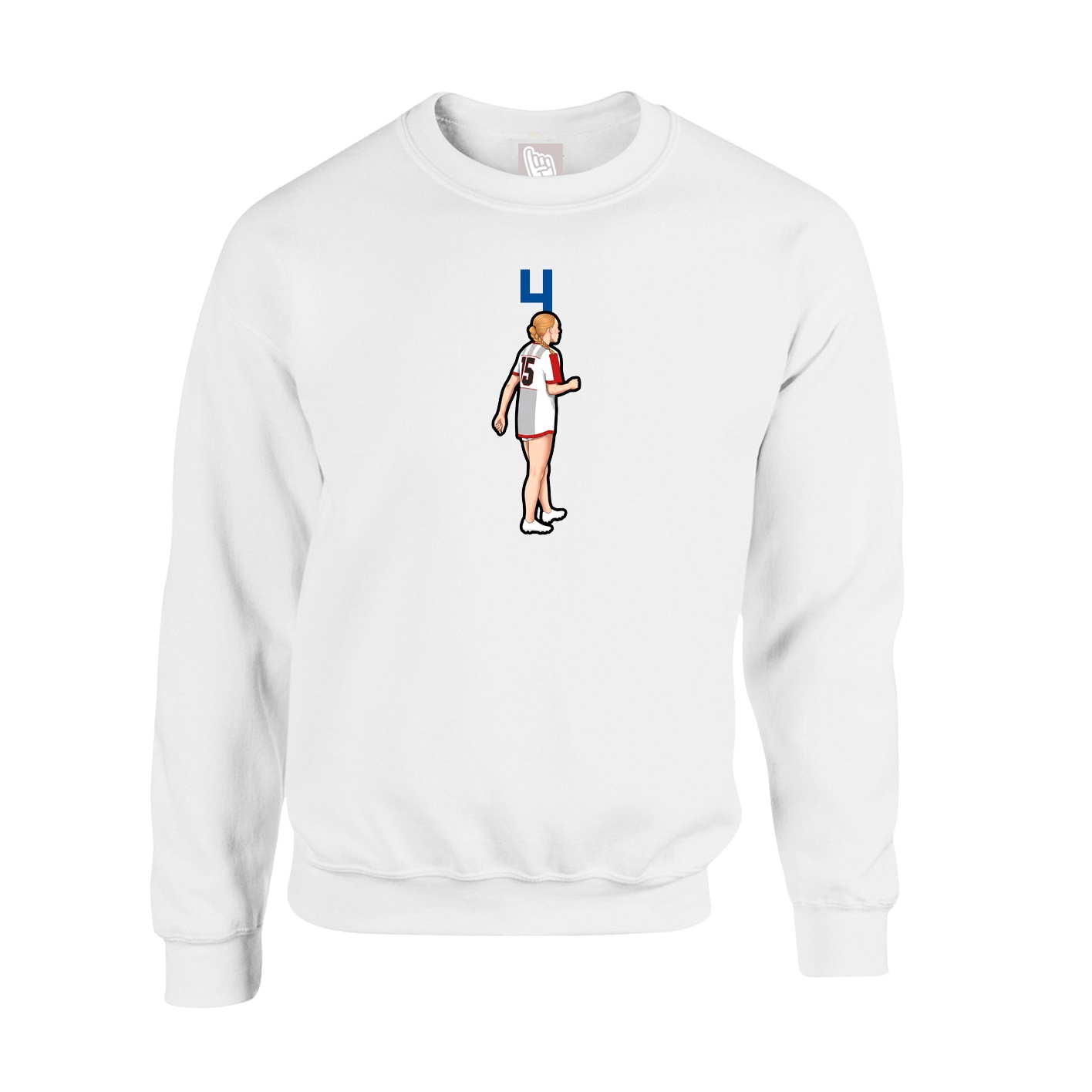 Fleece Crew — Number Top in White