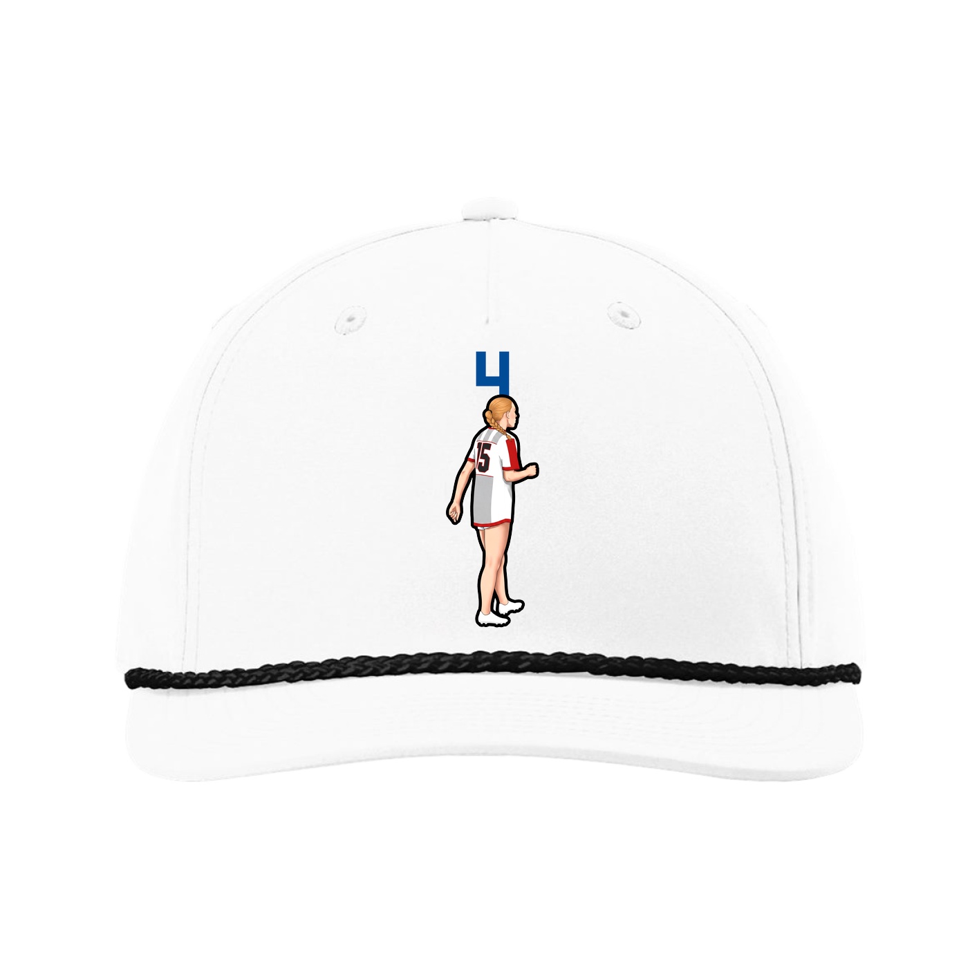 Five-Panel Classic Rope Cap — Number Top in White