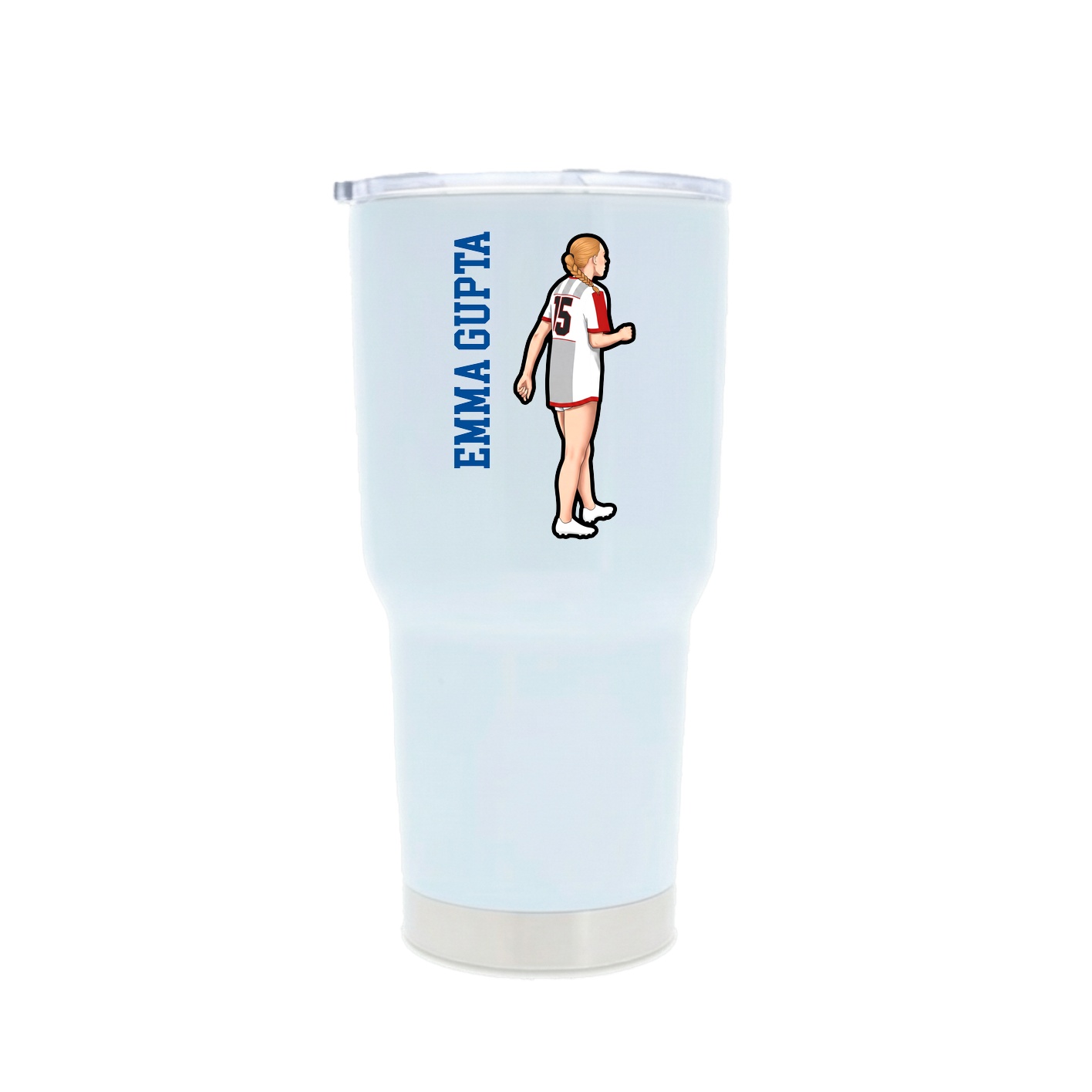 30oz Stainless Steel Tumbler — Name Vertical in White