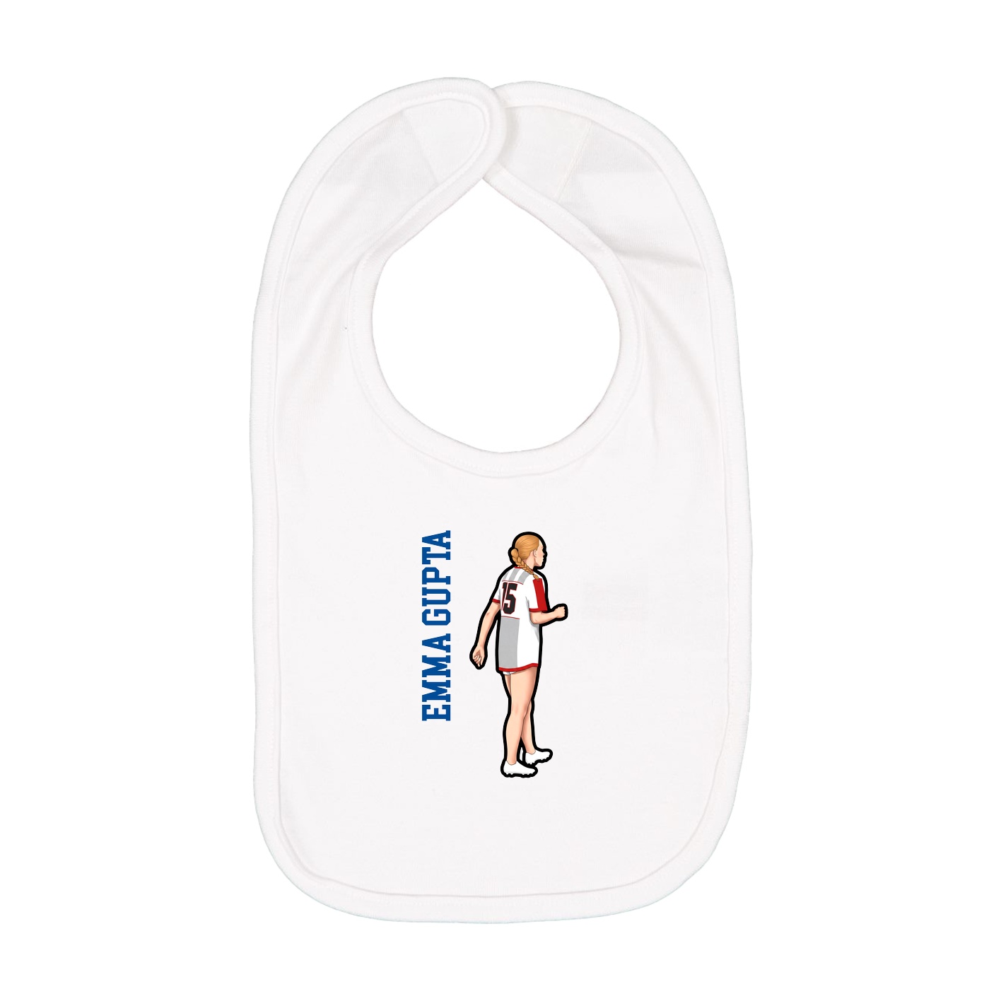 Infant Bib — Name Vertical in White