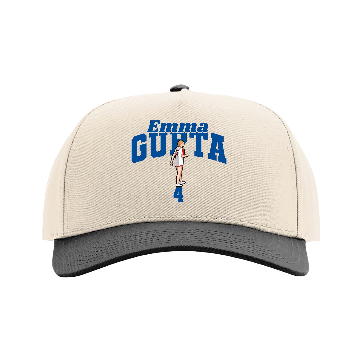 Full Fabric Five-Panel Champ Cap — Signature Arch in Cream/Black