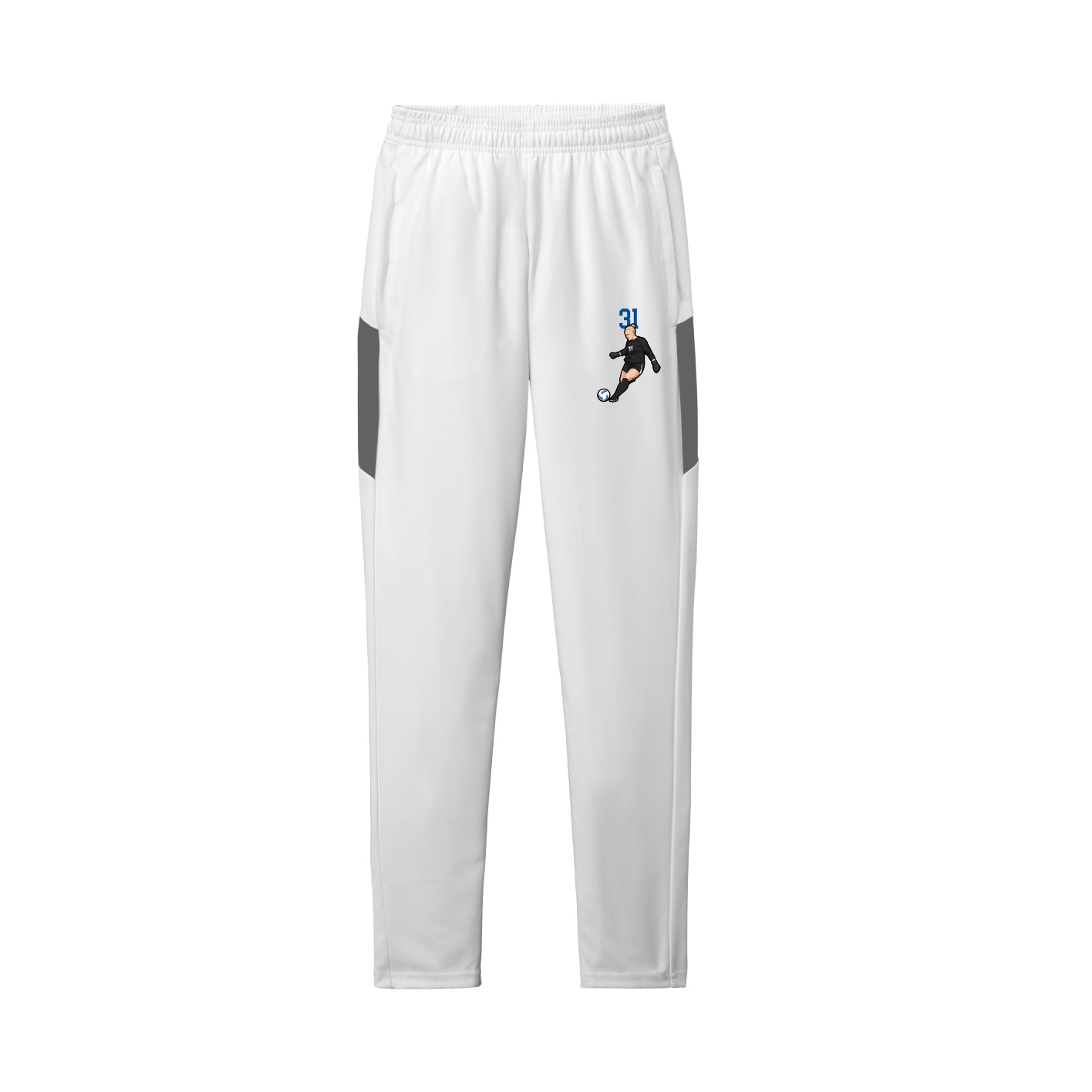 Team Travel Pant — Number Top in White/Grey