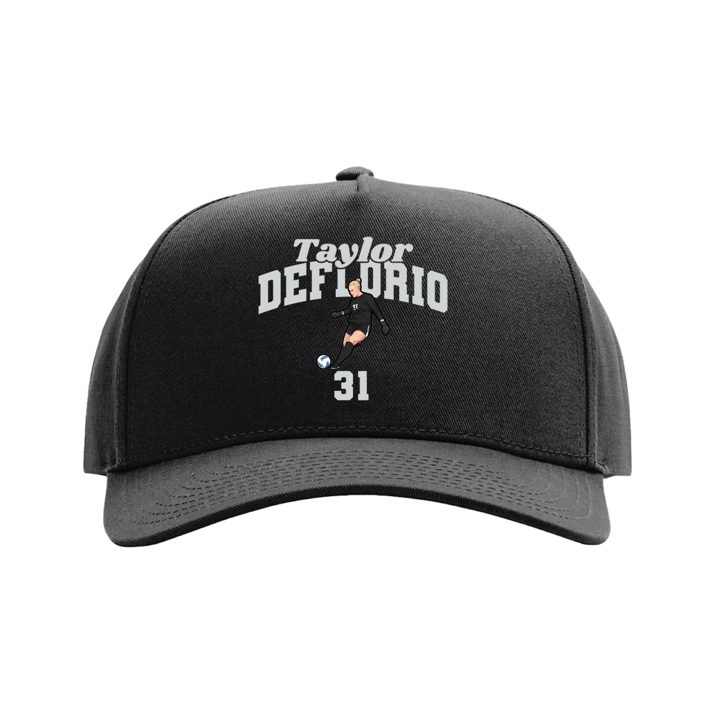 Full Fabric Five-Panel Champ Cap — Signature Arch in Black