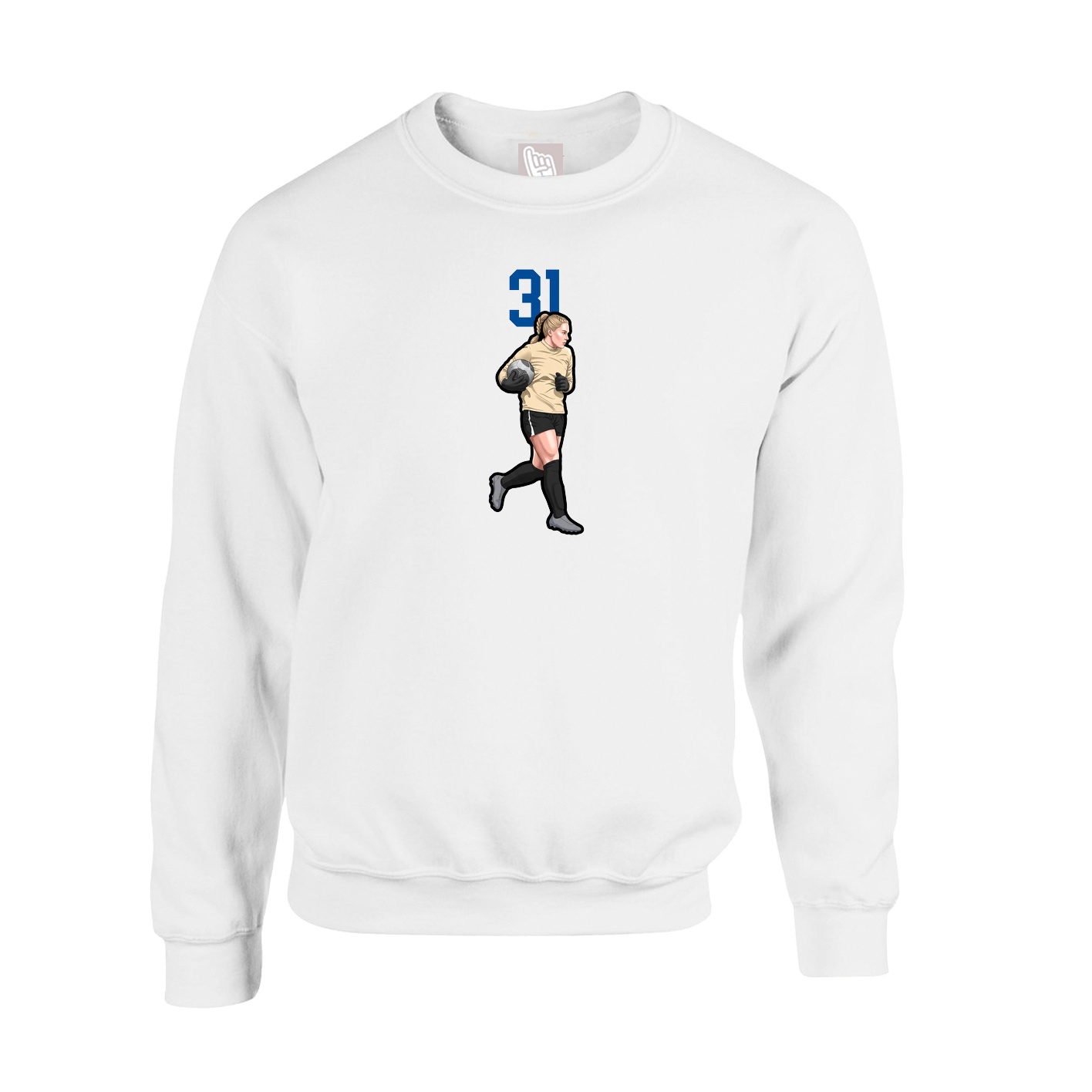 Fleece Crew — Number Top in White