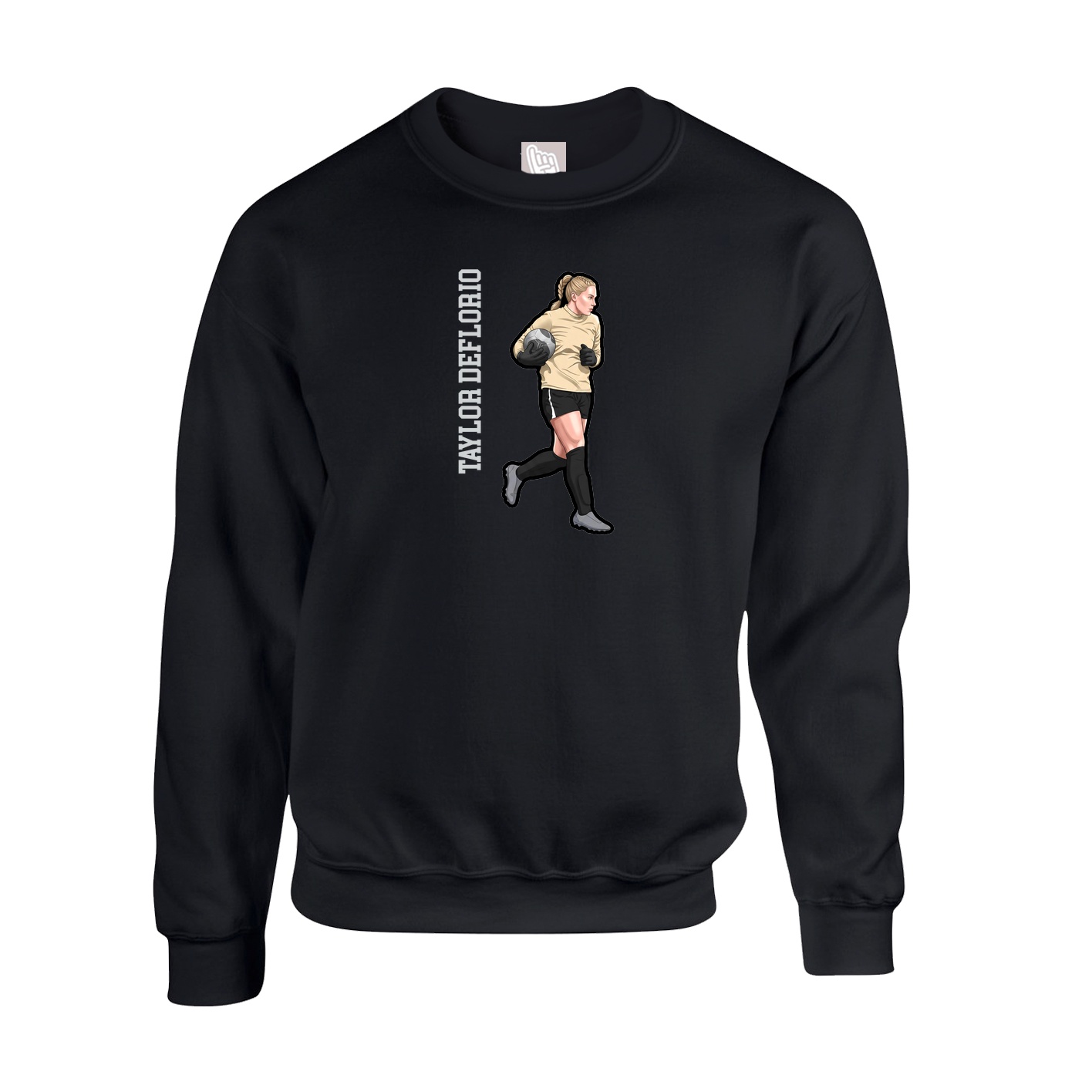 Fleece Crew — Name Vertical in Black