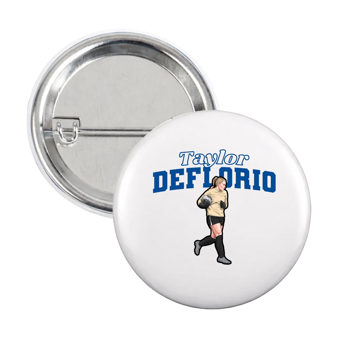 Game Day Button — Name Arch in White