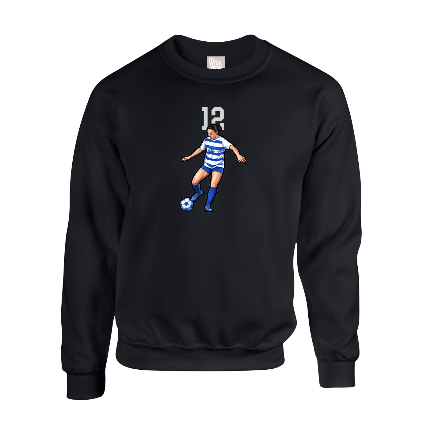 Fleece Crew — Number Top in Black