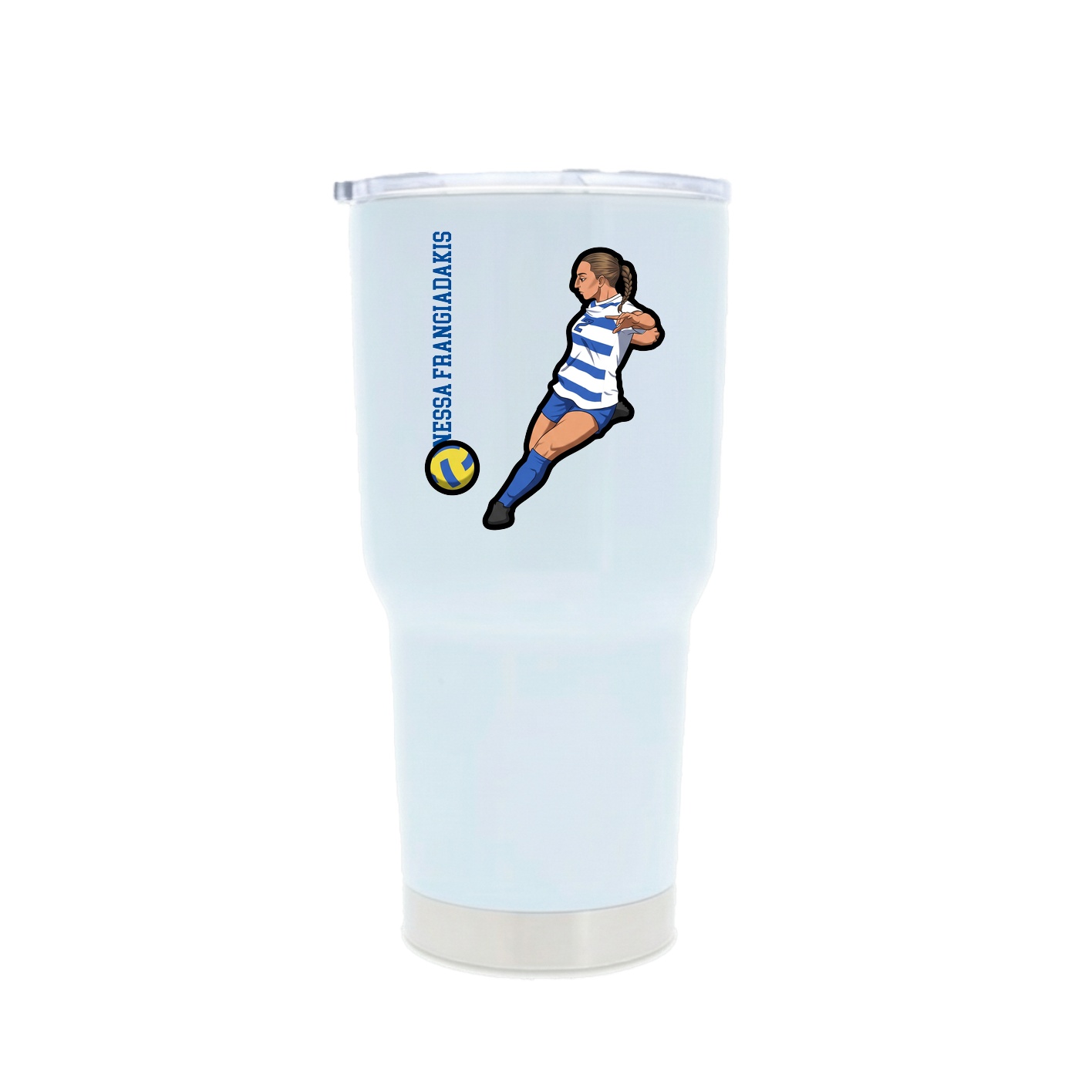30oz Stainless Steel Tumbler — Name Vertical in White