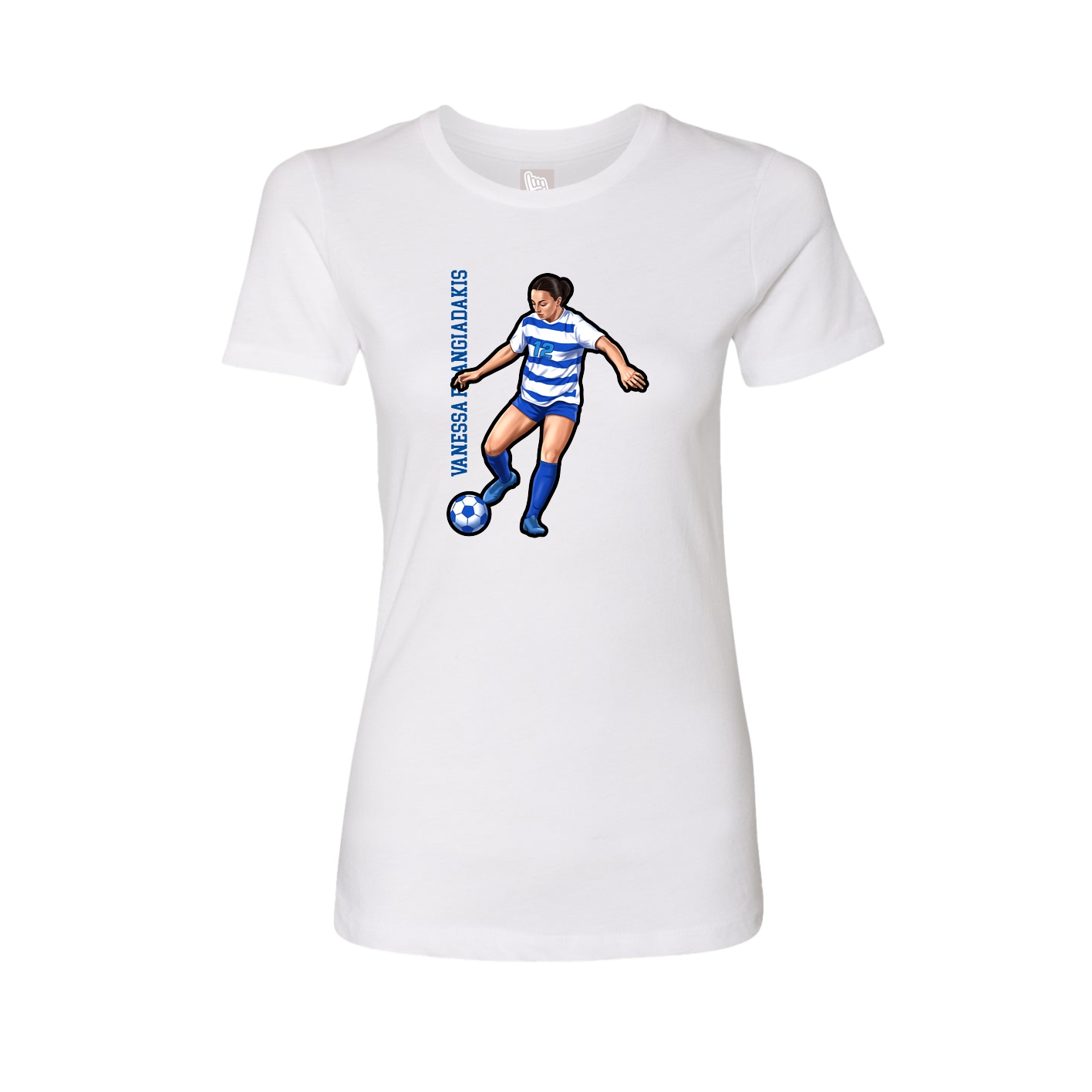 Fitted Women's Tee — Name Vertical in White