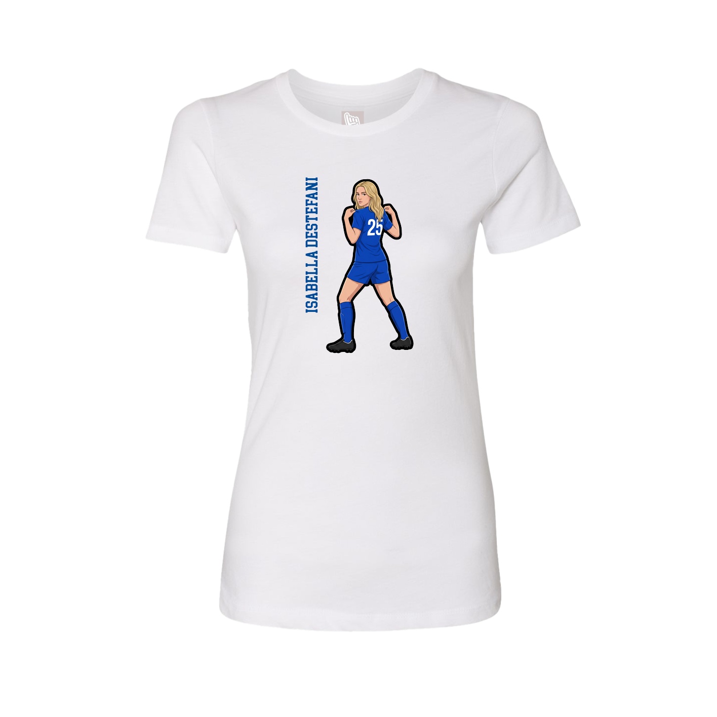 Fitted Women's Tee — Name Vertical in White