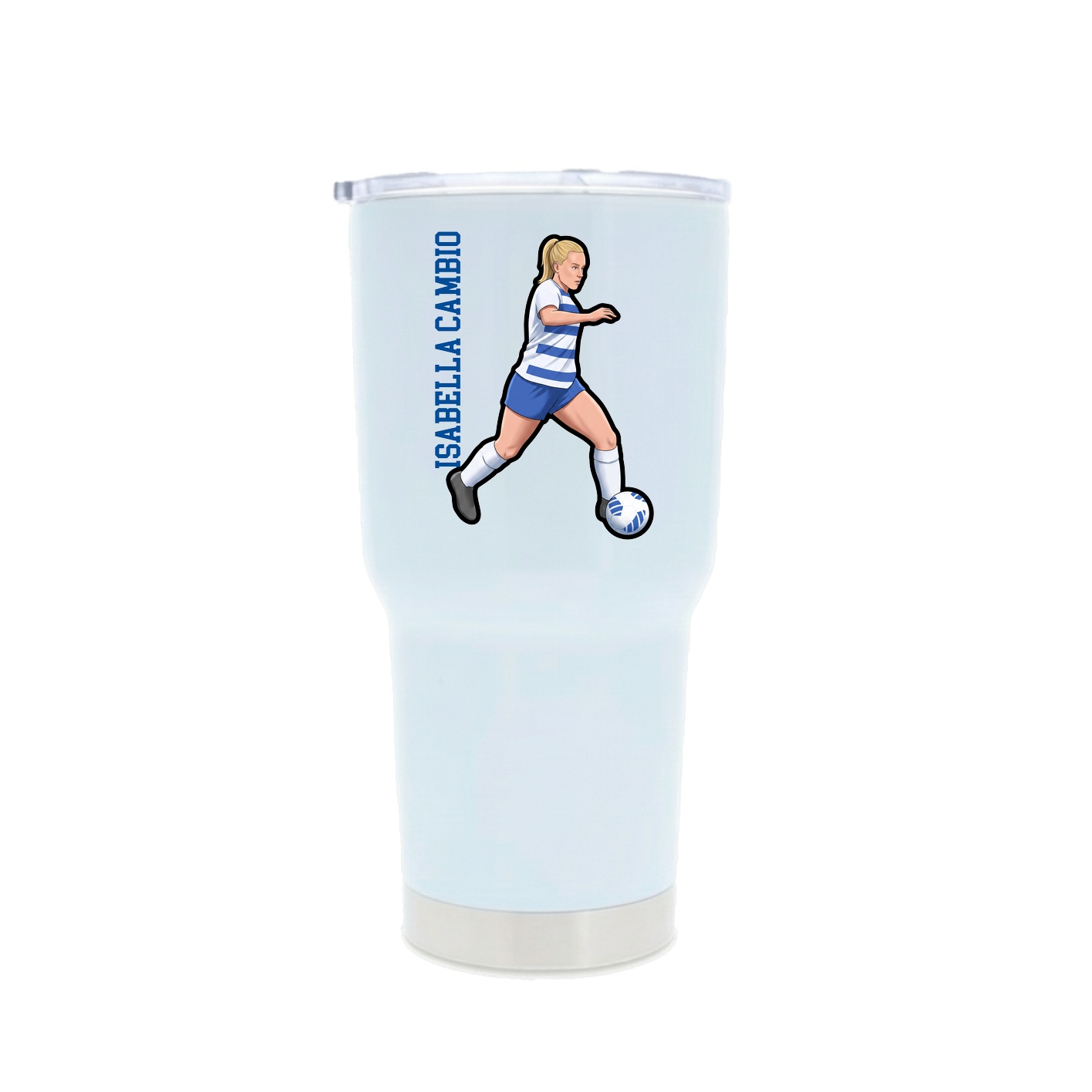 30oz Stainless Steel Tumbler — Name Vertical in White
