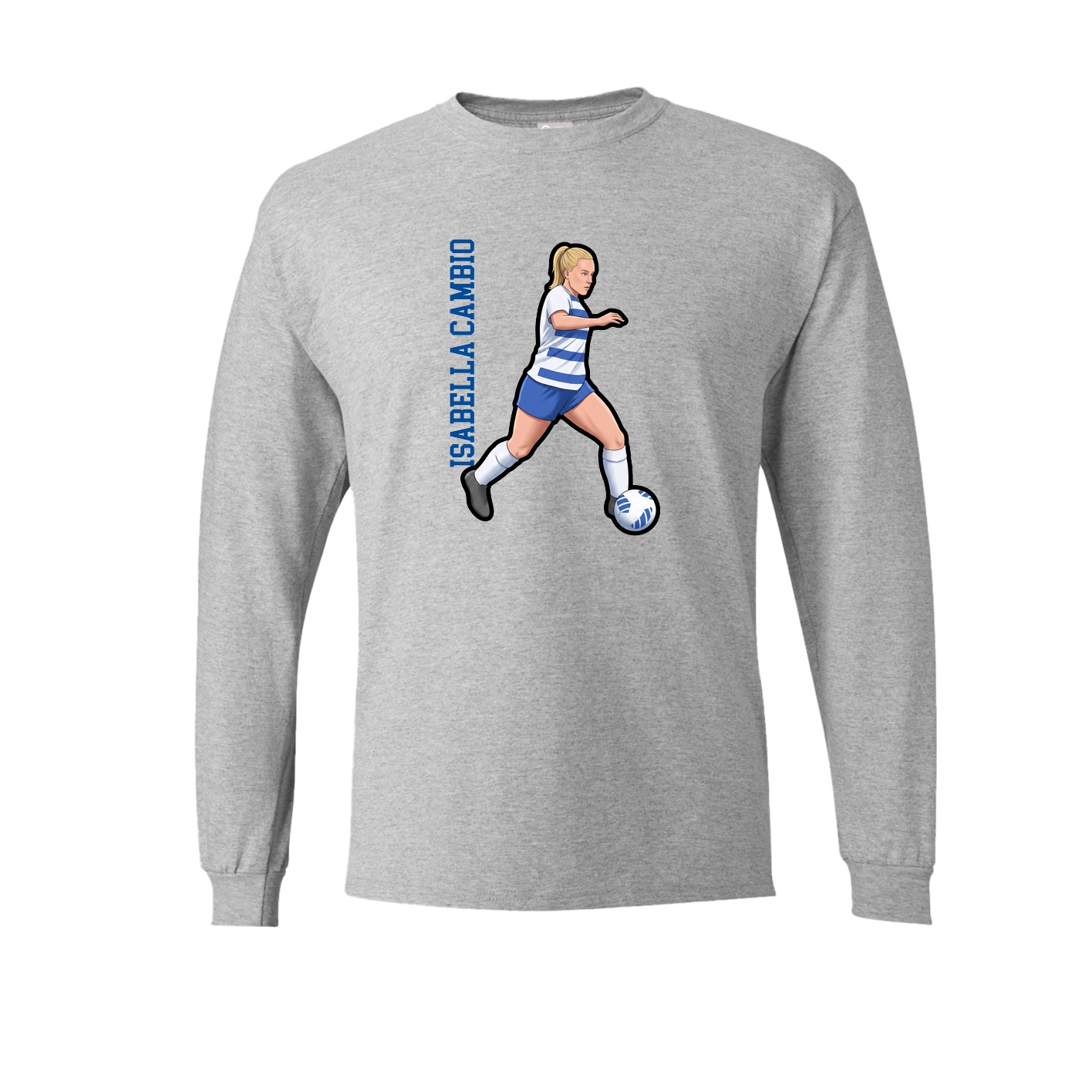 Long Sleeve Tee — Name Vertical in Grey