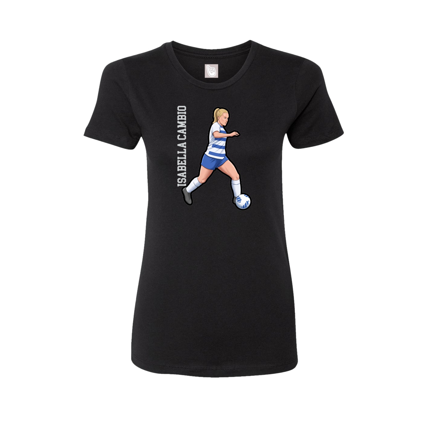 Fitted Women's Tee — Name Vertical in Black