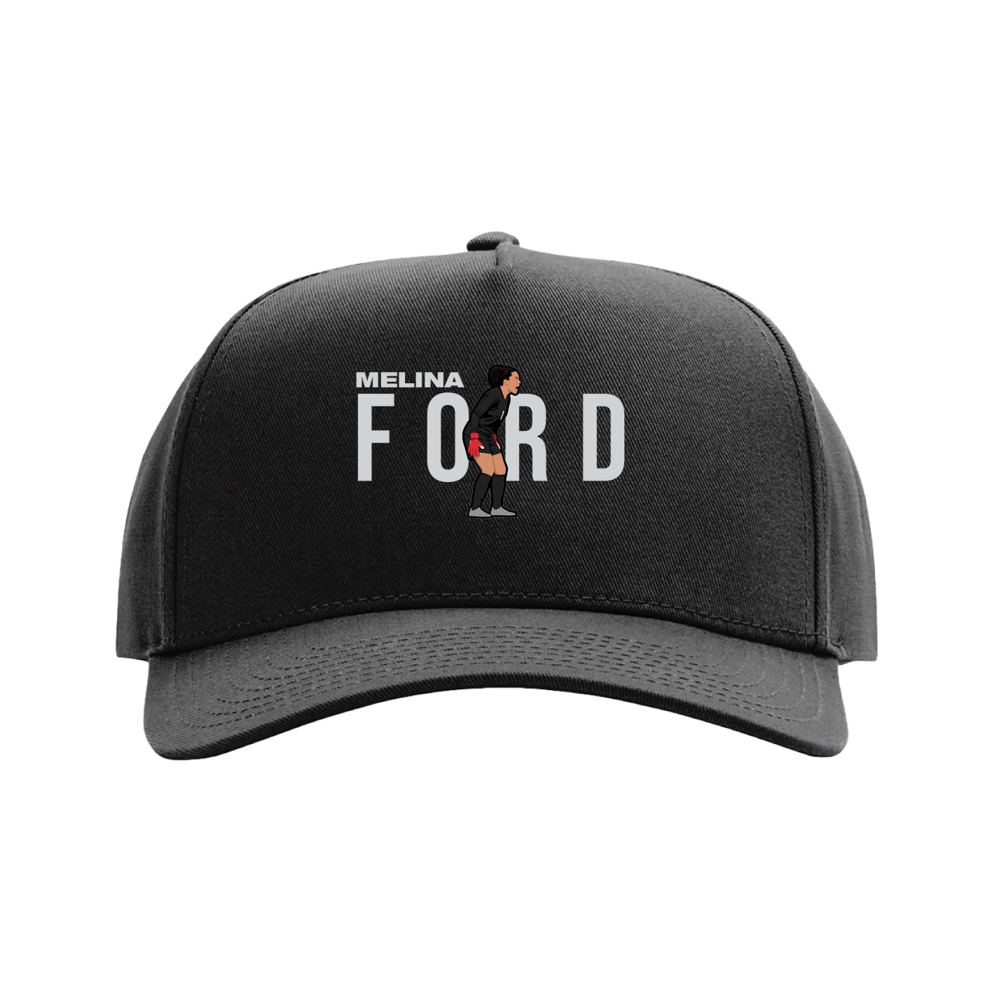 Full Fabric Five-Panel Champ Cap — Player Name in Black