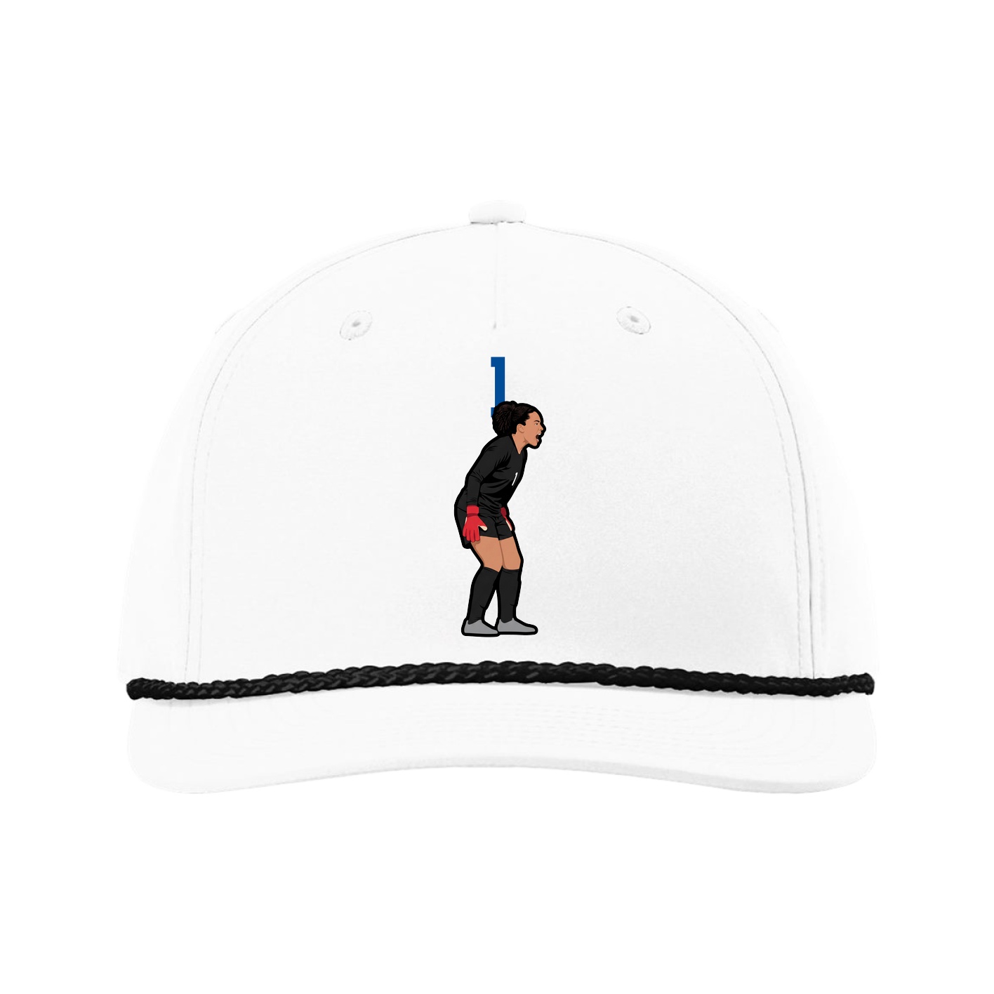 Five-Panel Classic Rope Cap — Number Top in White