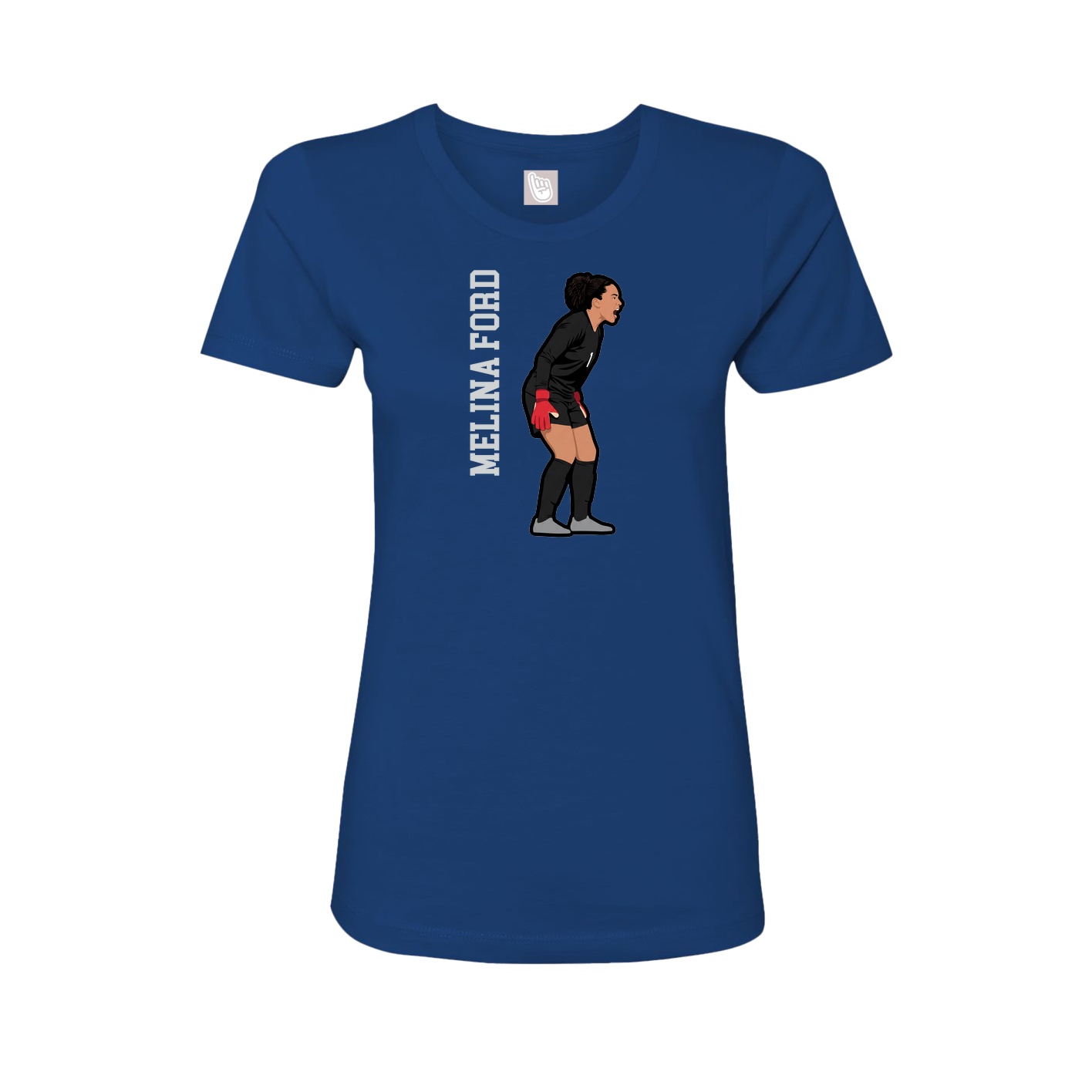 Fitted Women's Tee — Name Vertical in Royal