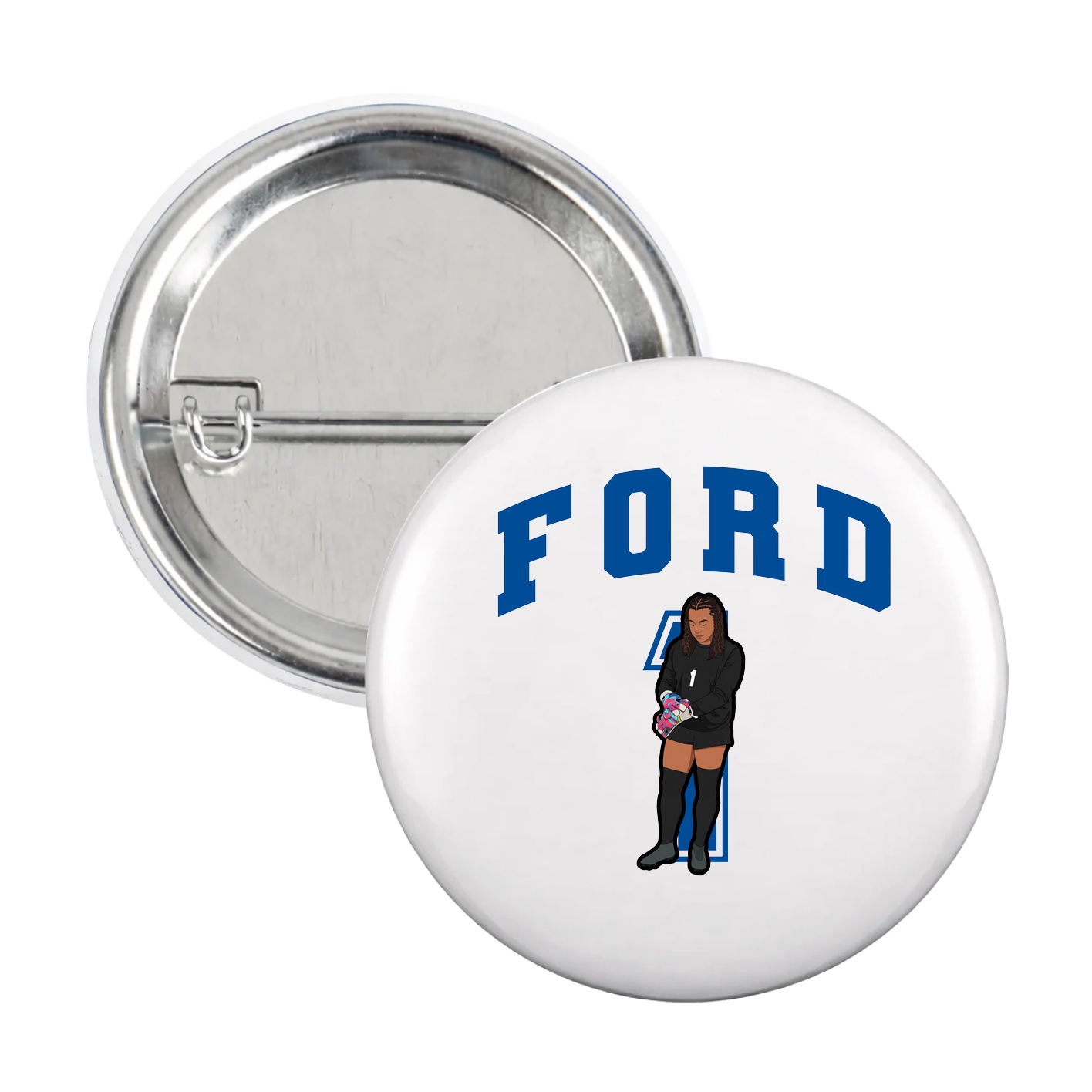Game Day Button — Number in White