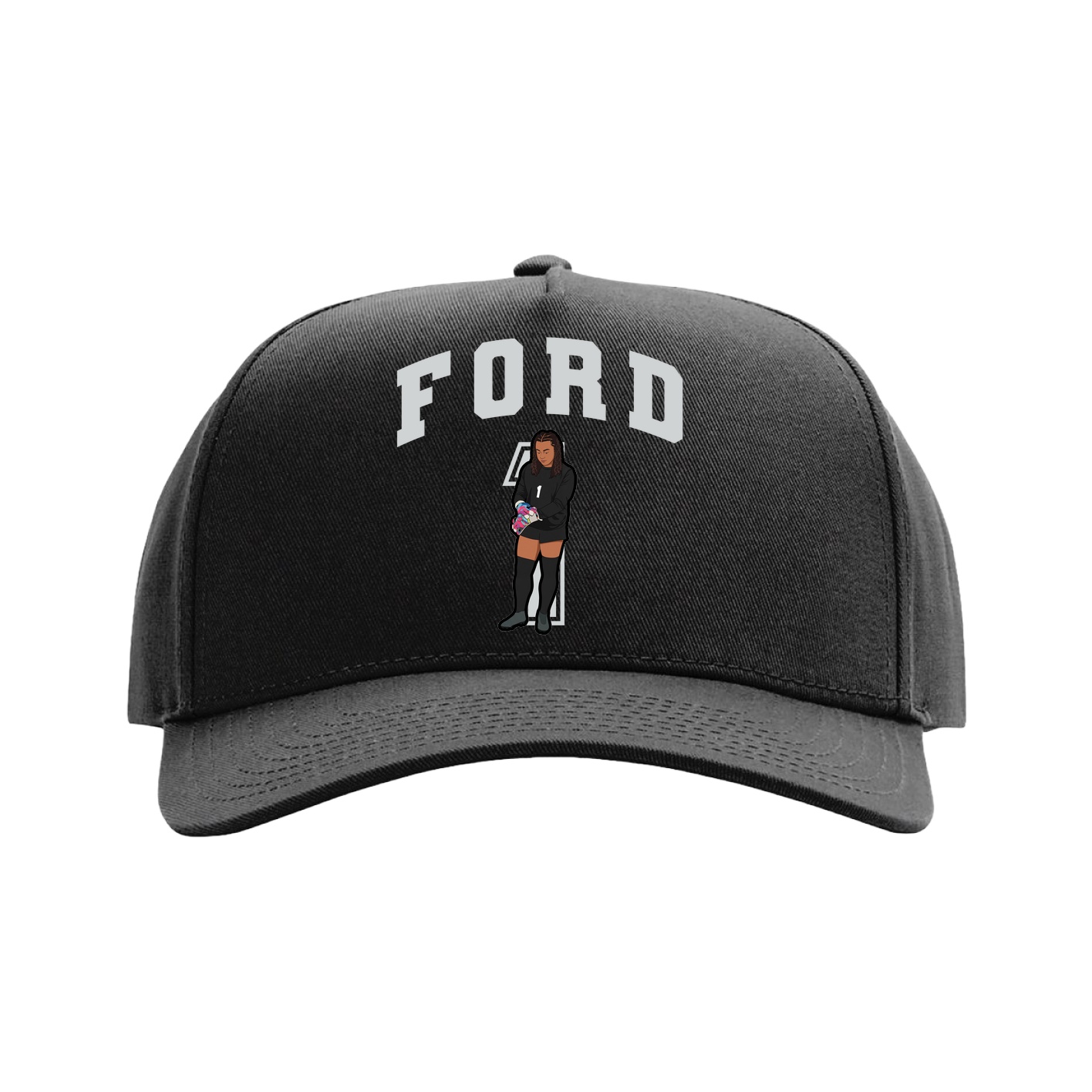 Full Fabric Five-Panel Champ Cap — Number in Black
