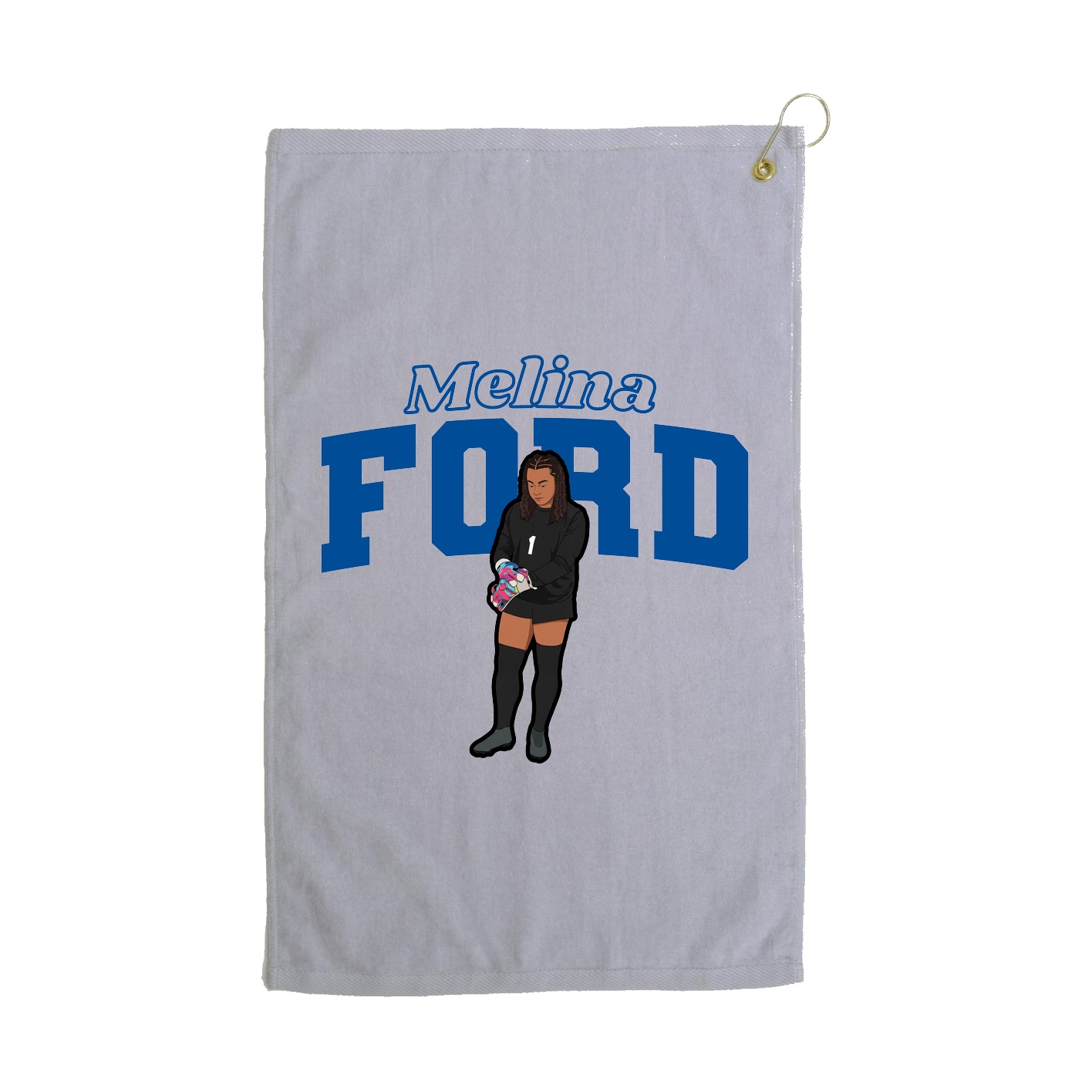 Golf Towel — Name Arch in Grey
