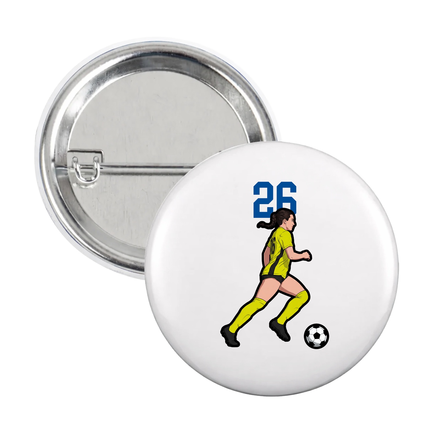 Game Day Button — Number Top in White