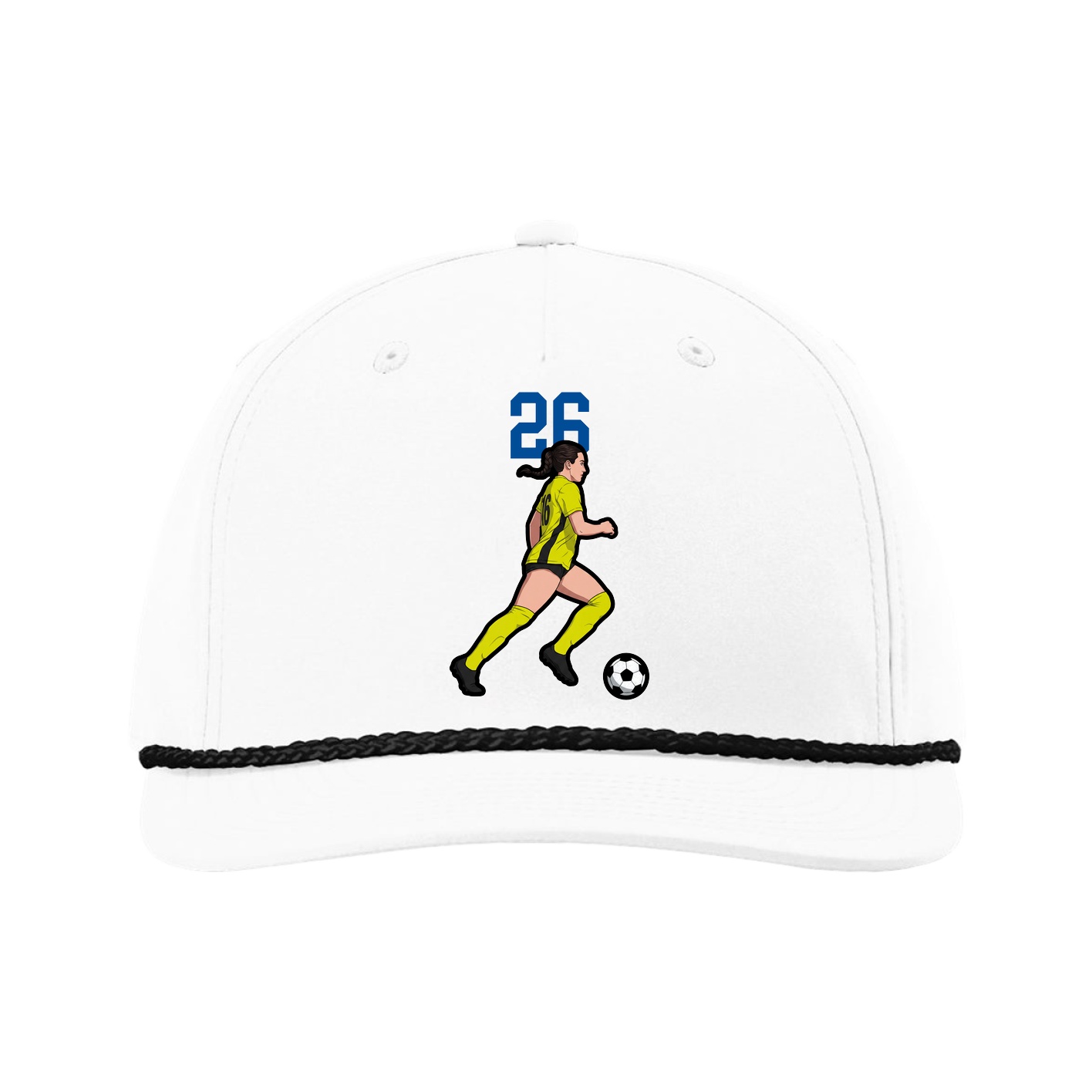 Five-Panel Classic Rope Cap — Number Top in White