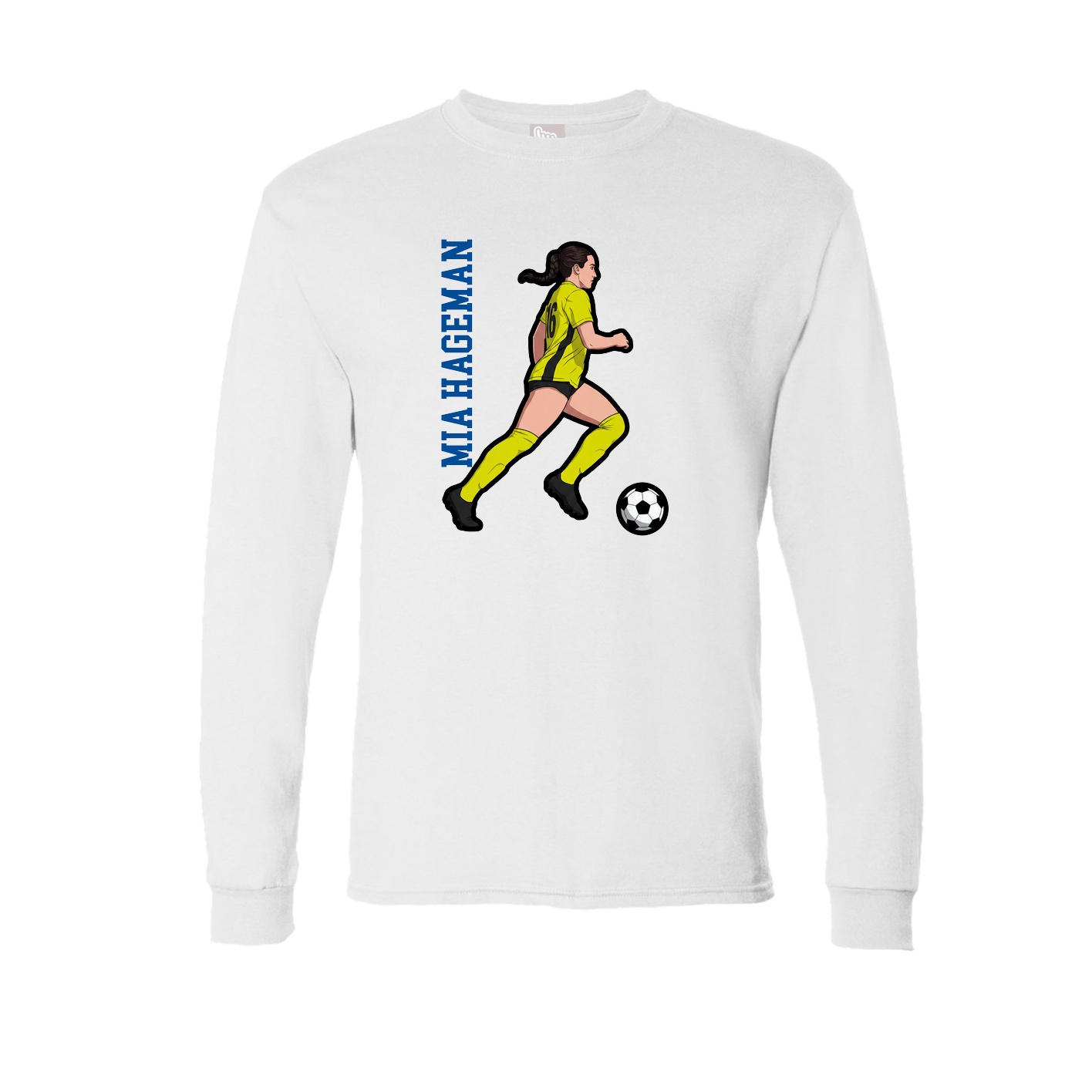 Long Sleeve Tee — Name Vertical in White