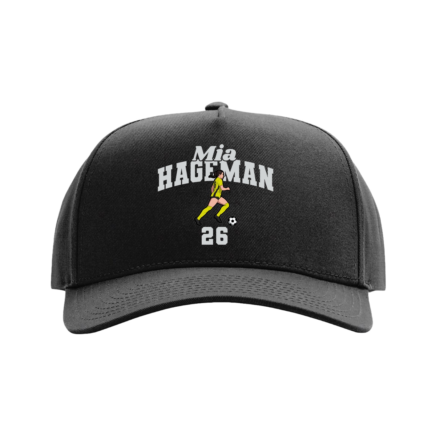 Full Fabric Five-Panel Champ Cap — Signature Arch in Black