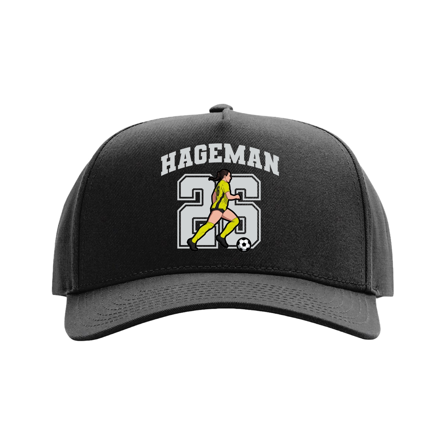 Full Fabric Five-Panel Champ Cap — Number in Black