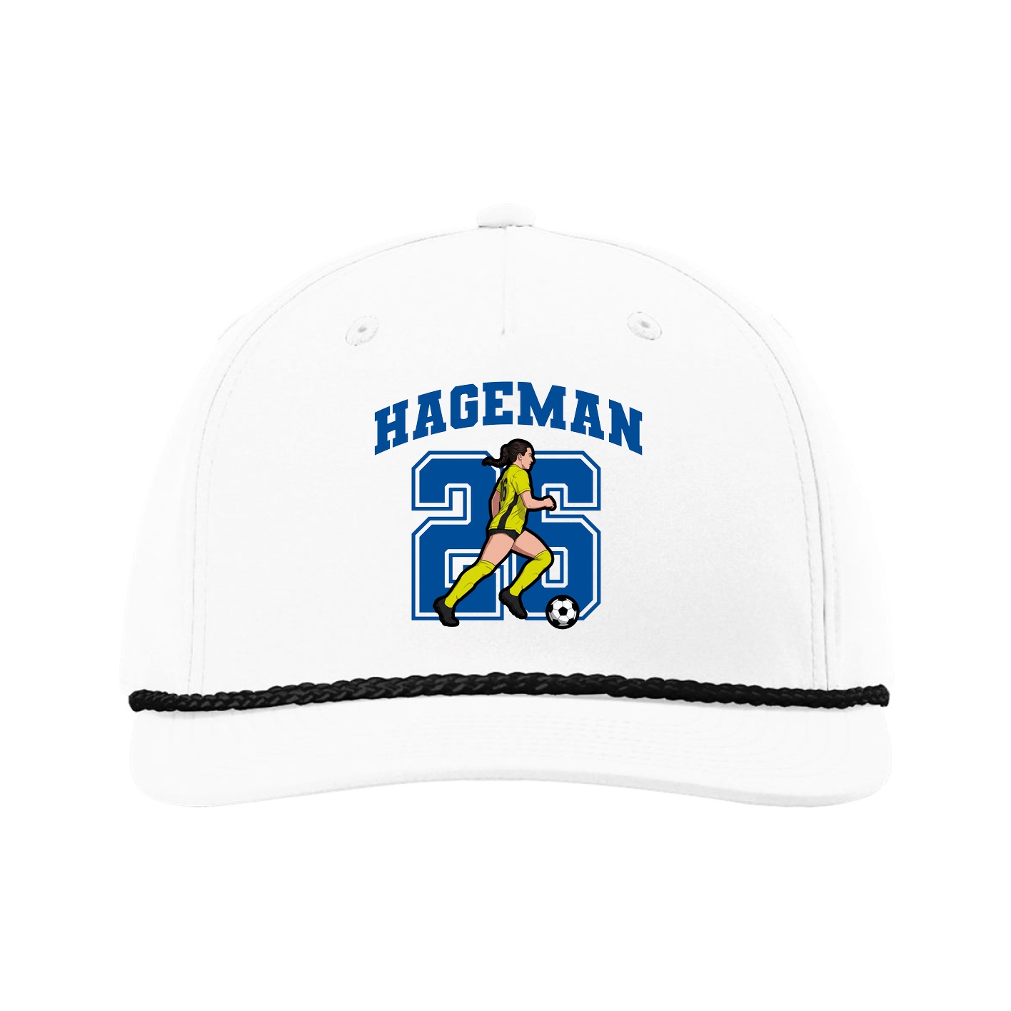 Five-Panel Classic Rope Cap — Number in White