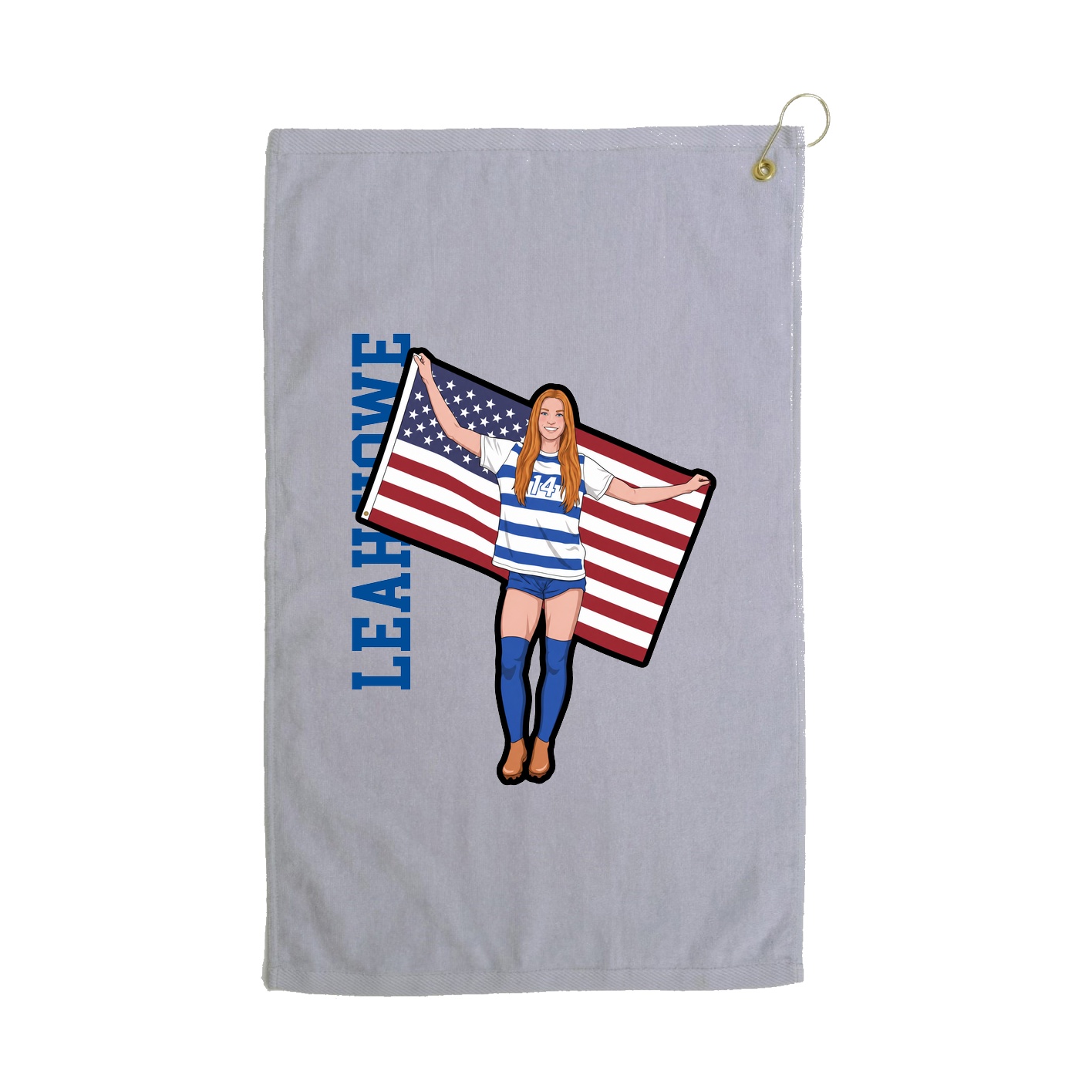 Golf Towel — Name Vertical in Grey