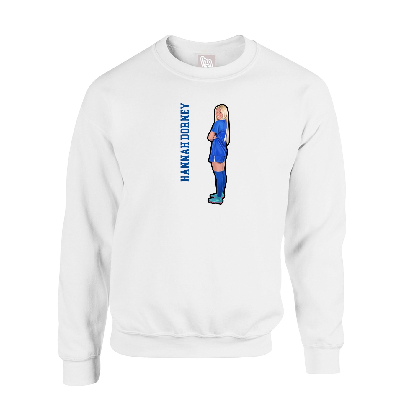 Fleece Crew — Name Vertical in White
