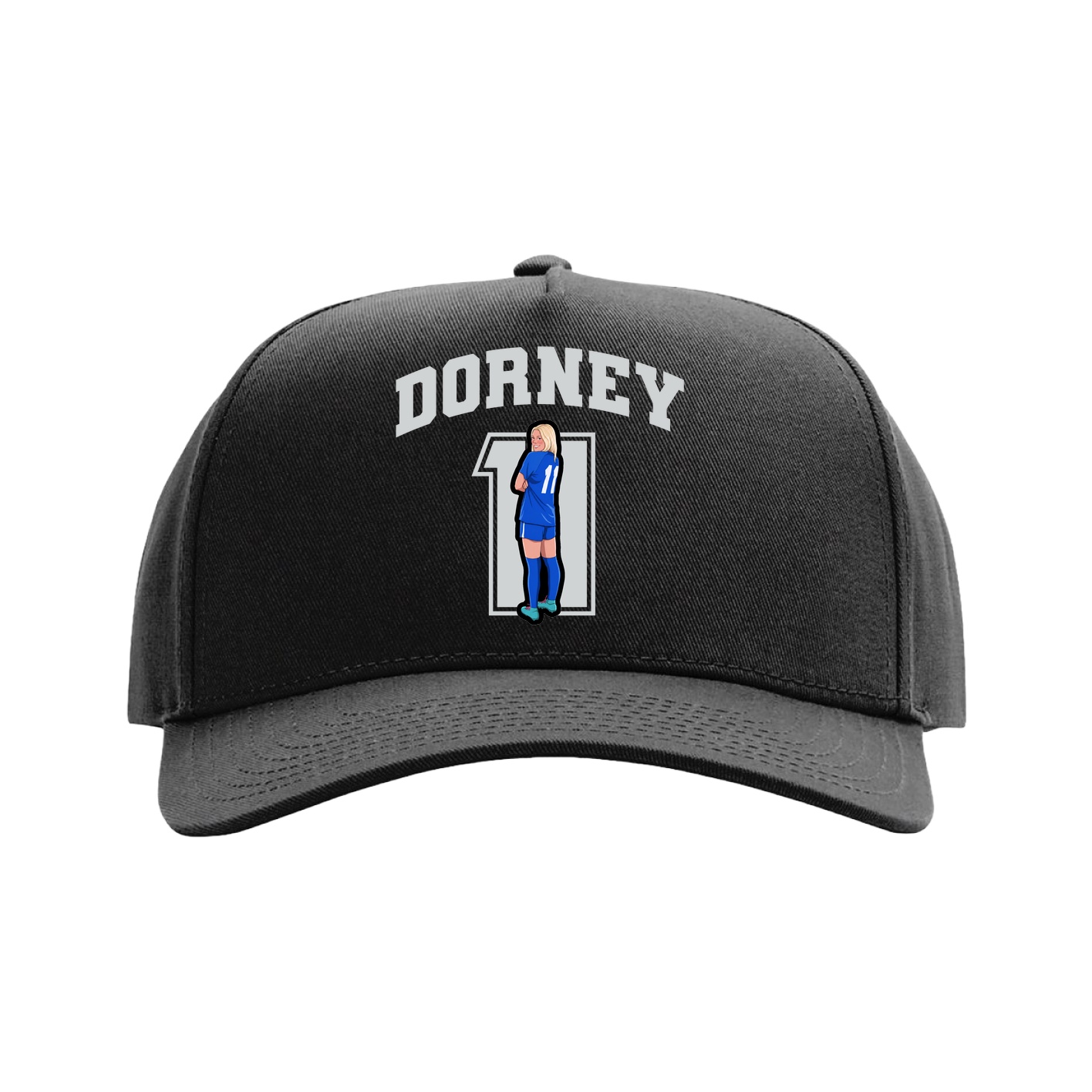 Full Fabric Five-Panel Champ Cap — Number in Black
