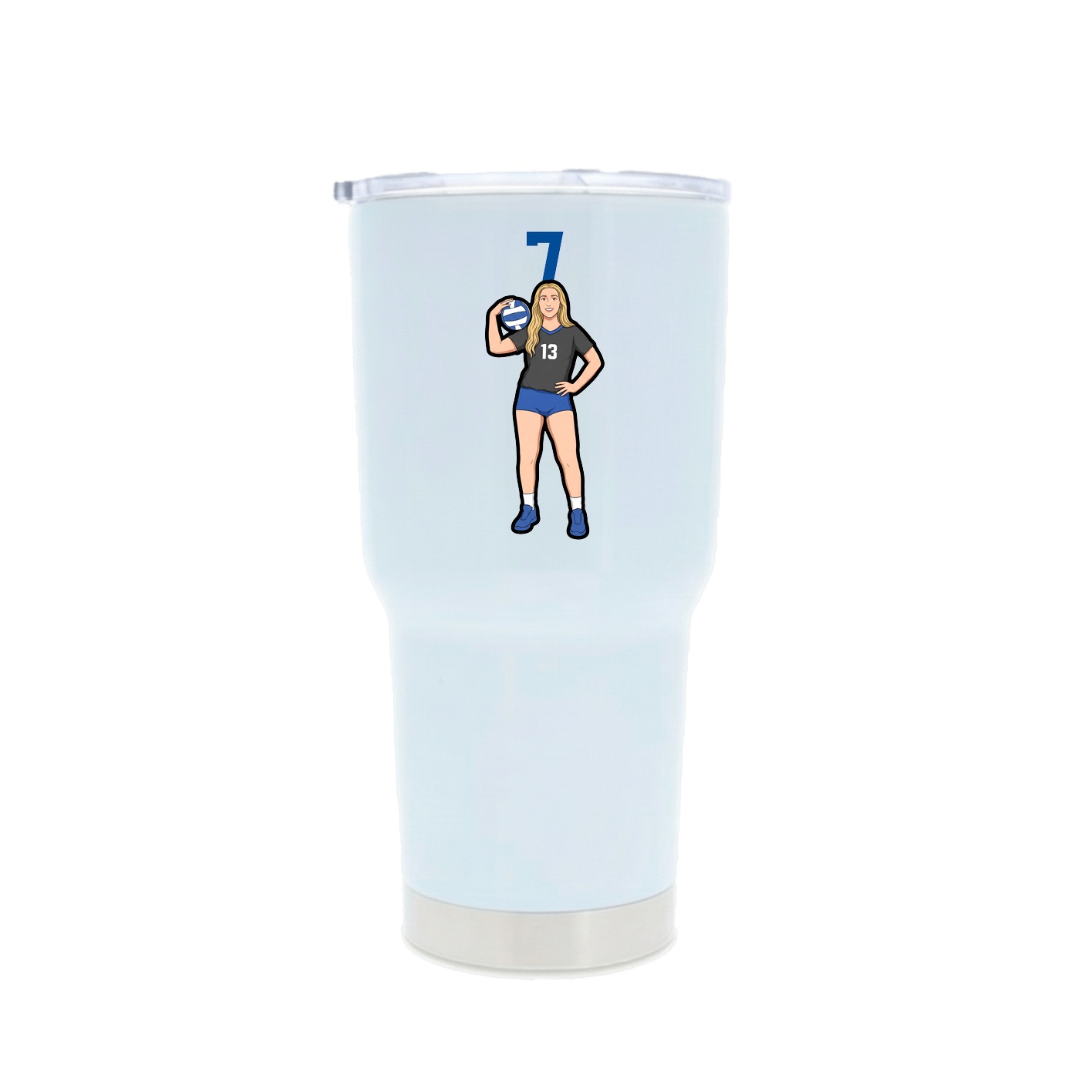 30oz Stainless Steel Tumbler — Number Top in White