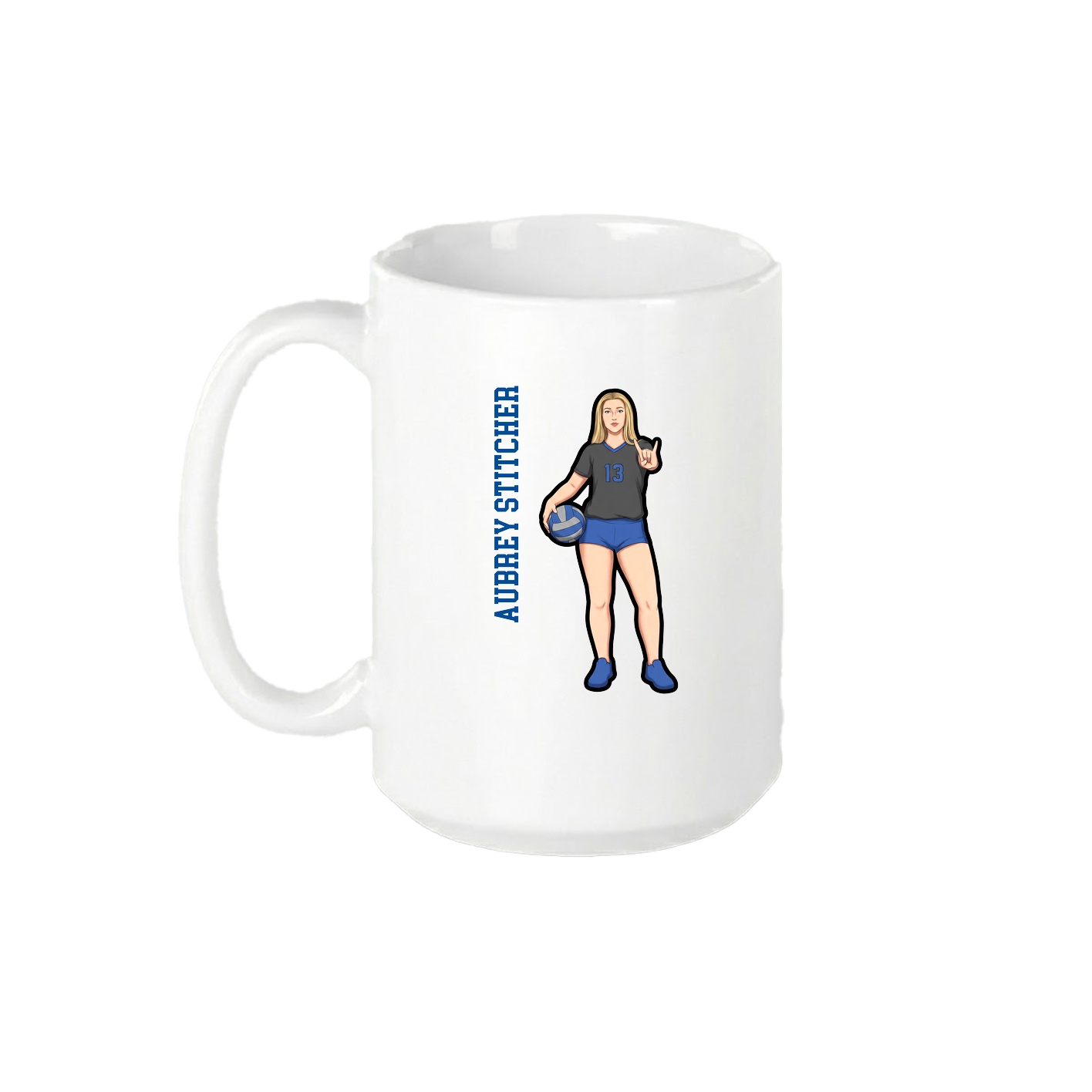 15oz Coffee Mug — Name Vertical in White