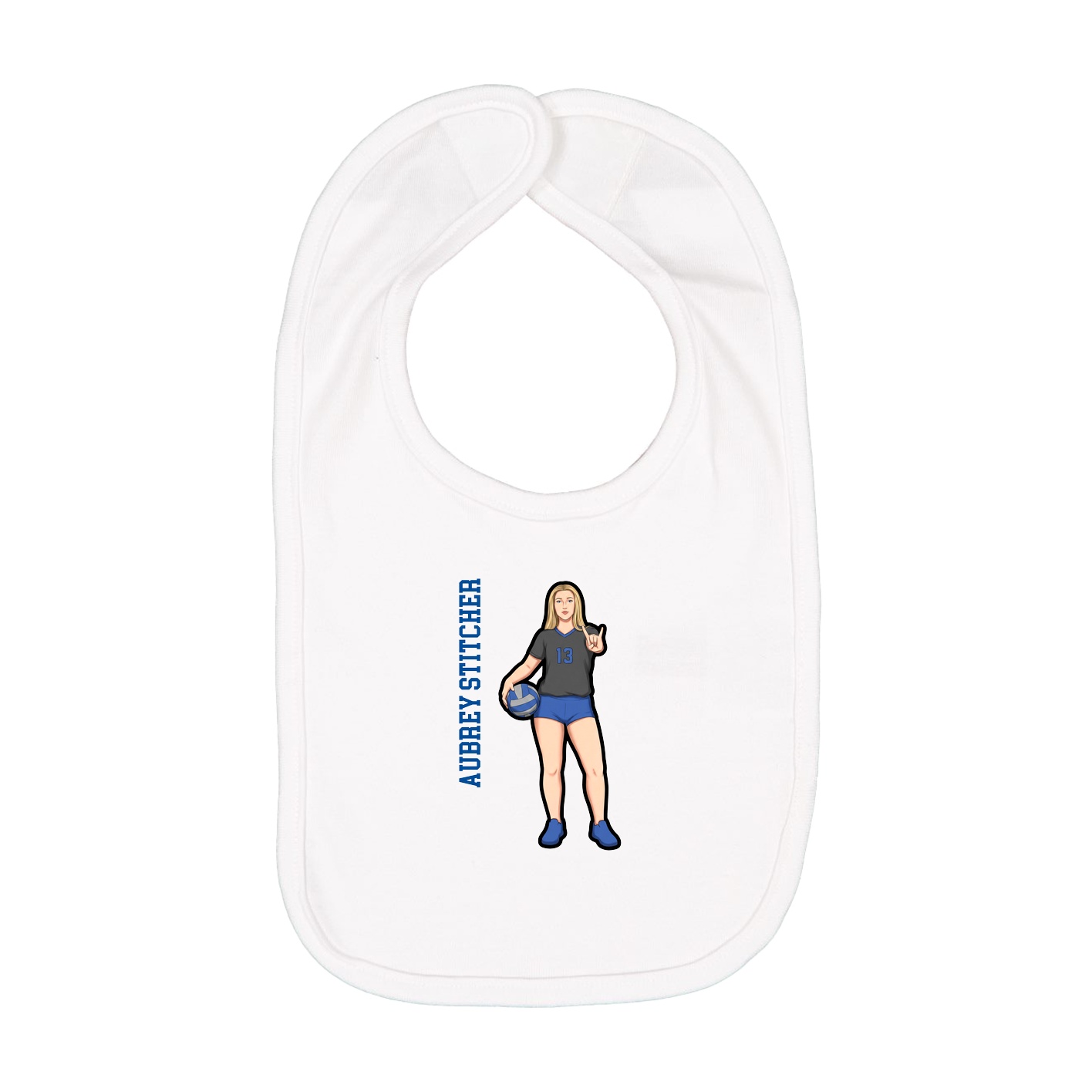 Infant Bib — Name Vertical in White