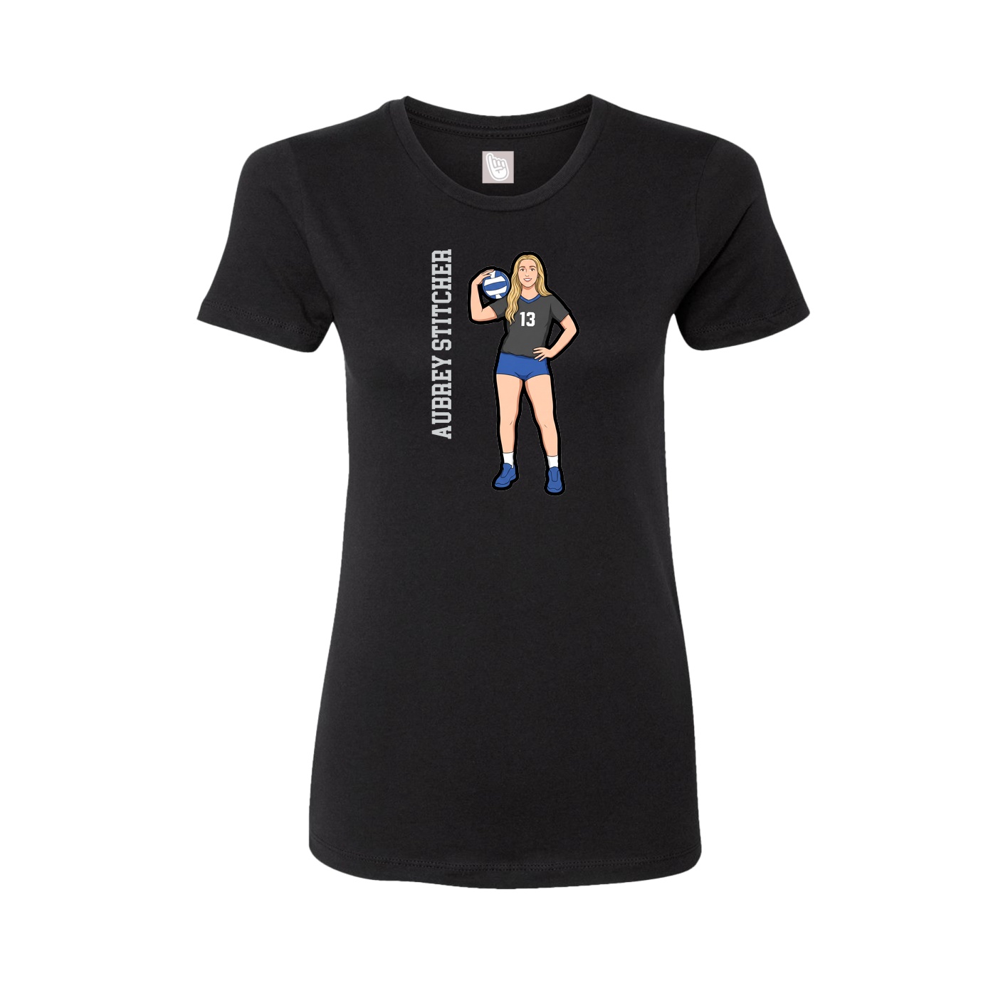 Fitted Women's Tee — Name Vertical in Black