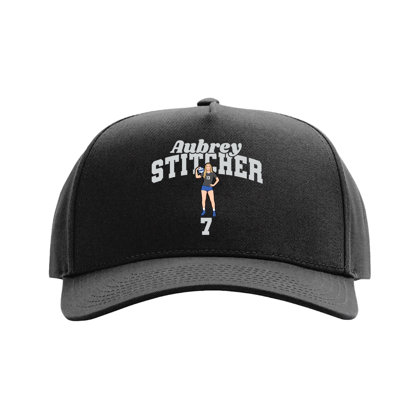 Full Fabric Five-Panel Champ Cap — Signature Arch in Black