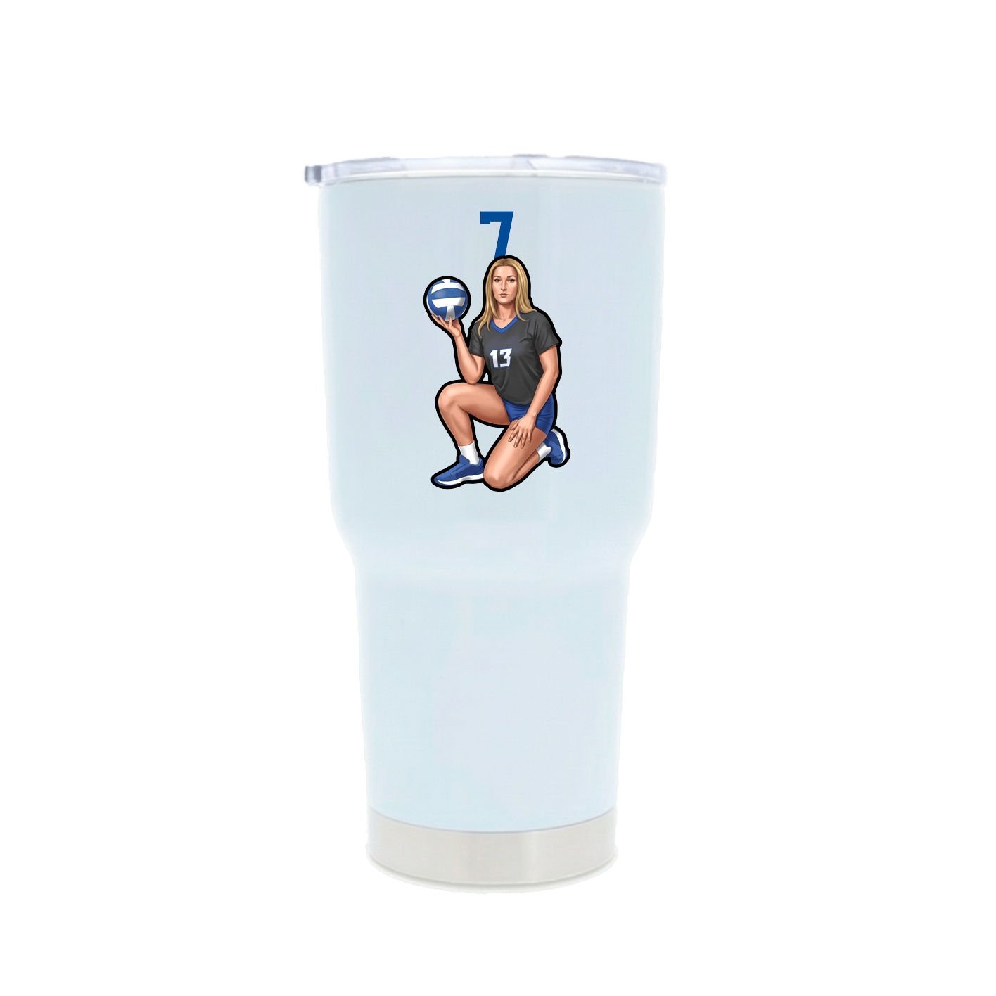 30oz Stainless Steel Tumbler — Number Top in White
