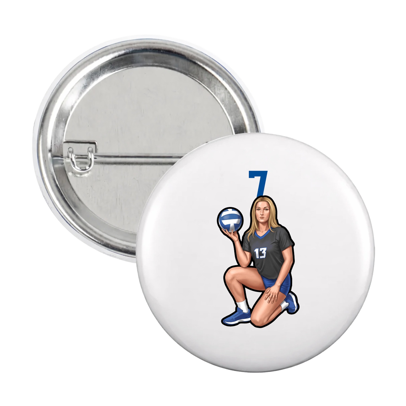 Game Day Button — Number Top in White