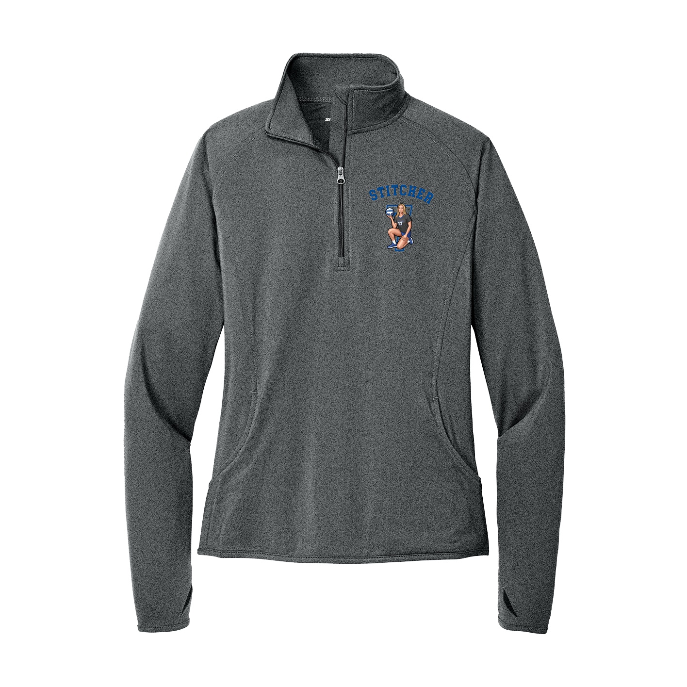 Women's Q-Zip Pullover — Shirsey Arch in Grey