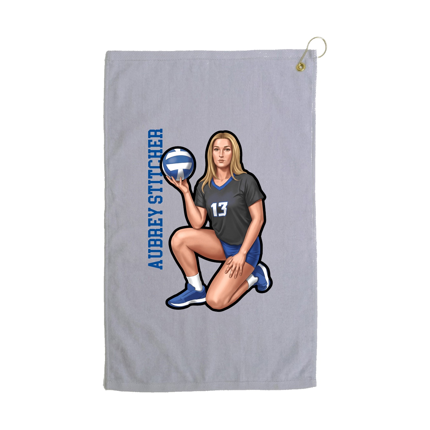 Golf Towel — Name Vertical in Grey