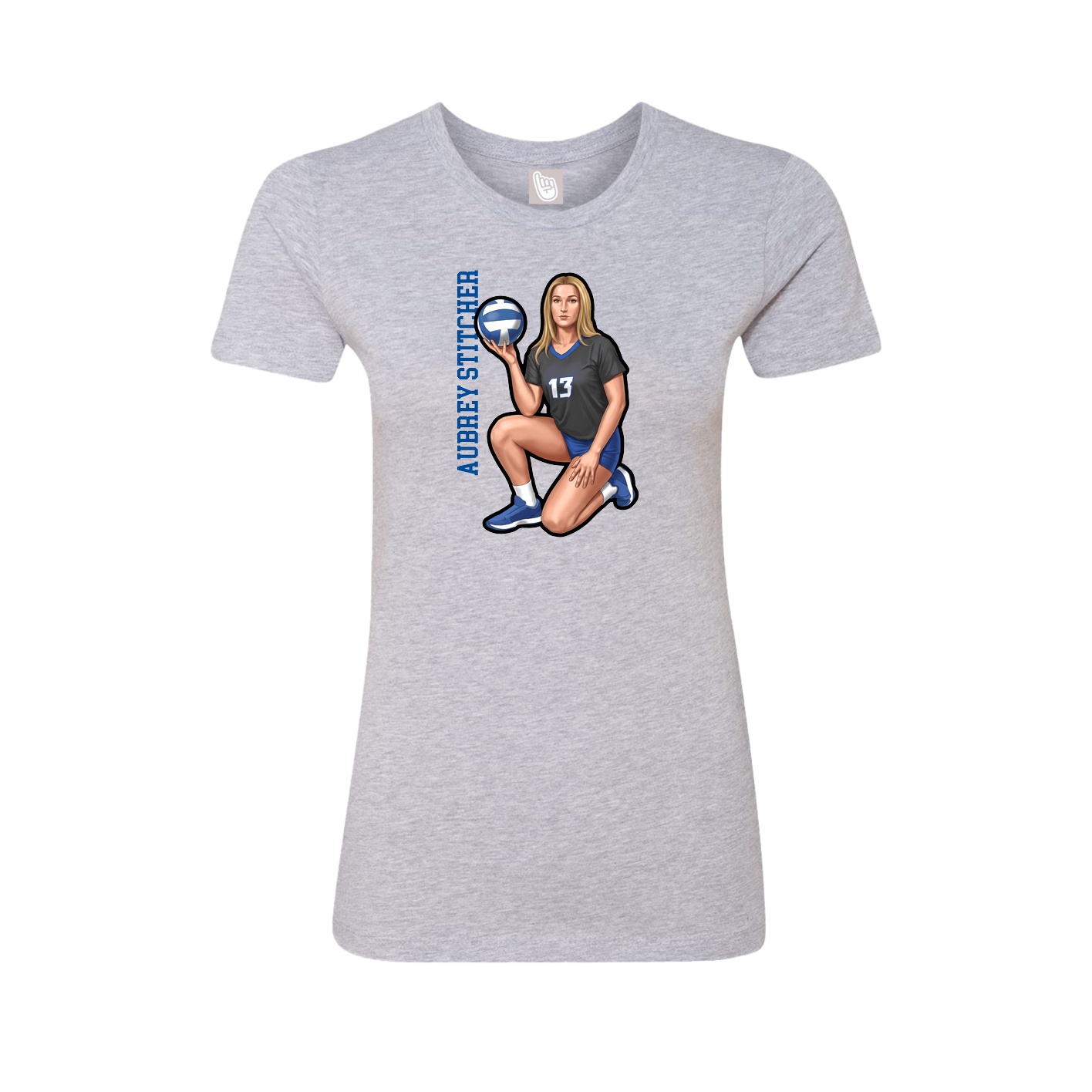 Fitted Women's Tee — Name Vertical in Grey