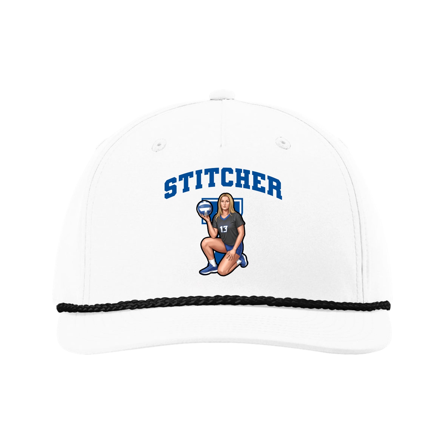 Five-Panel Classic Rope Cap — Number in White