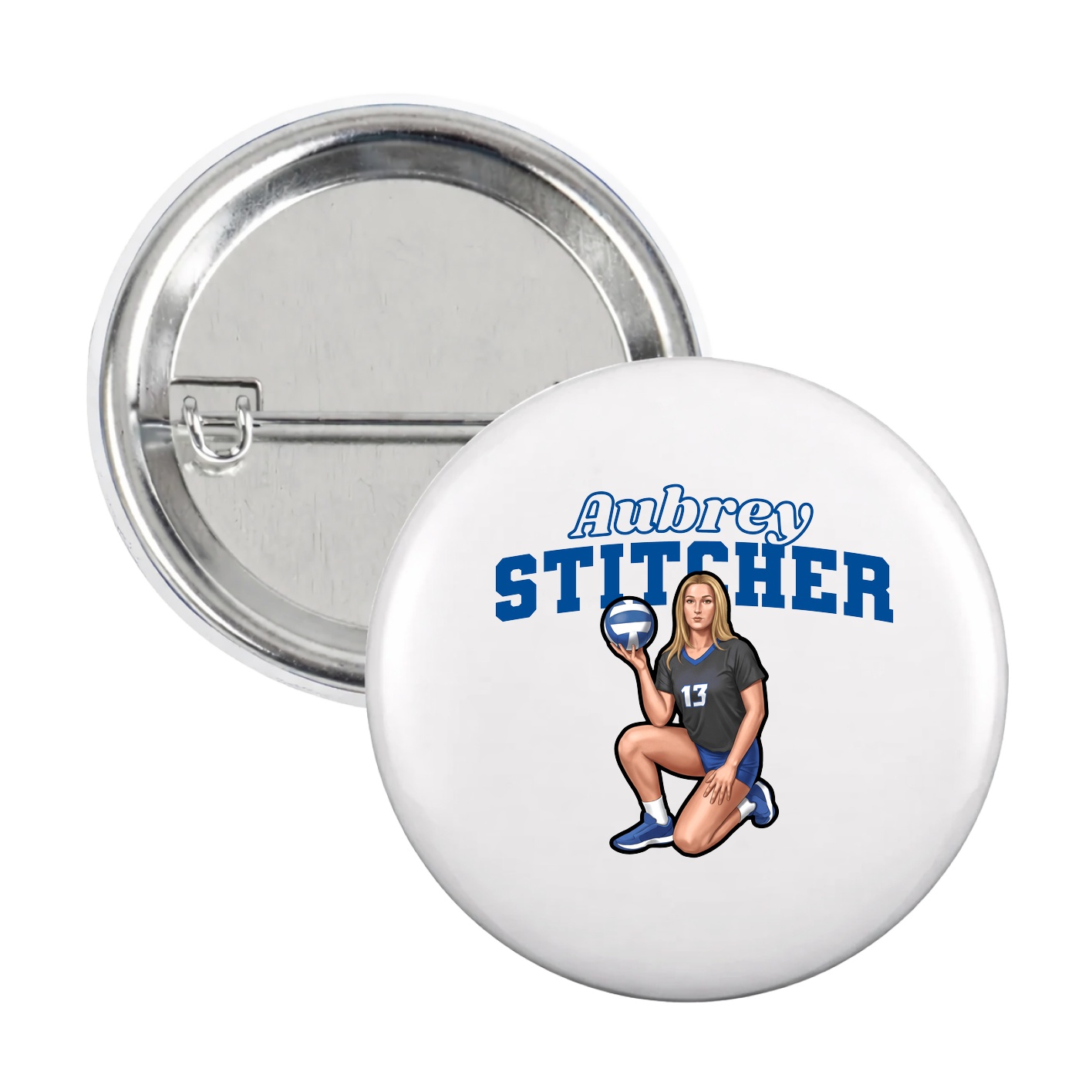 Game Day Button — Name Arch in White