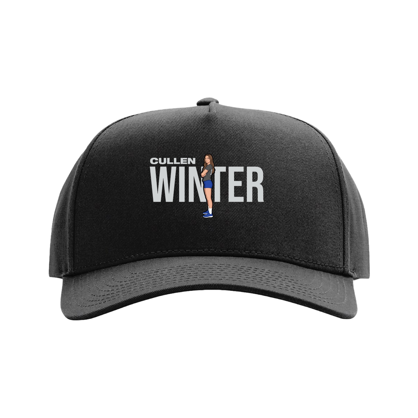 Full Fabric Five-Panel Champ Cap — Player Name in Black