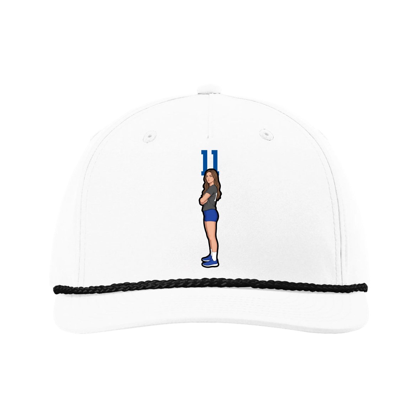 Five-Panel Classic Rope Cap — Number Top in White