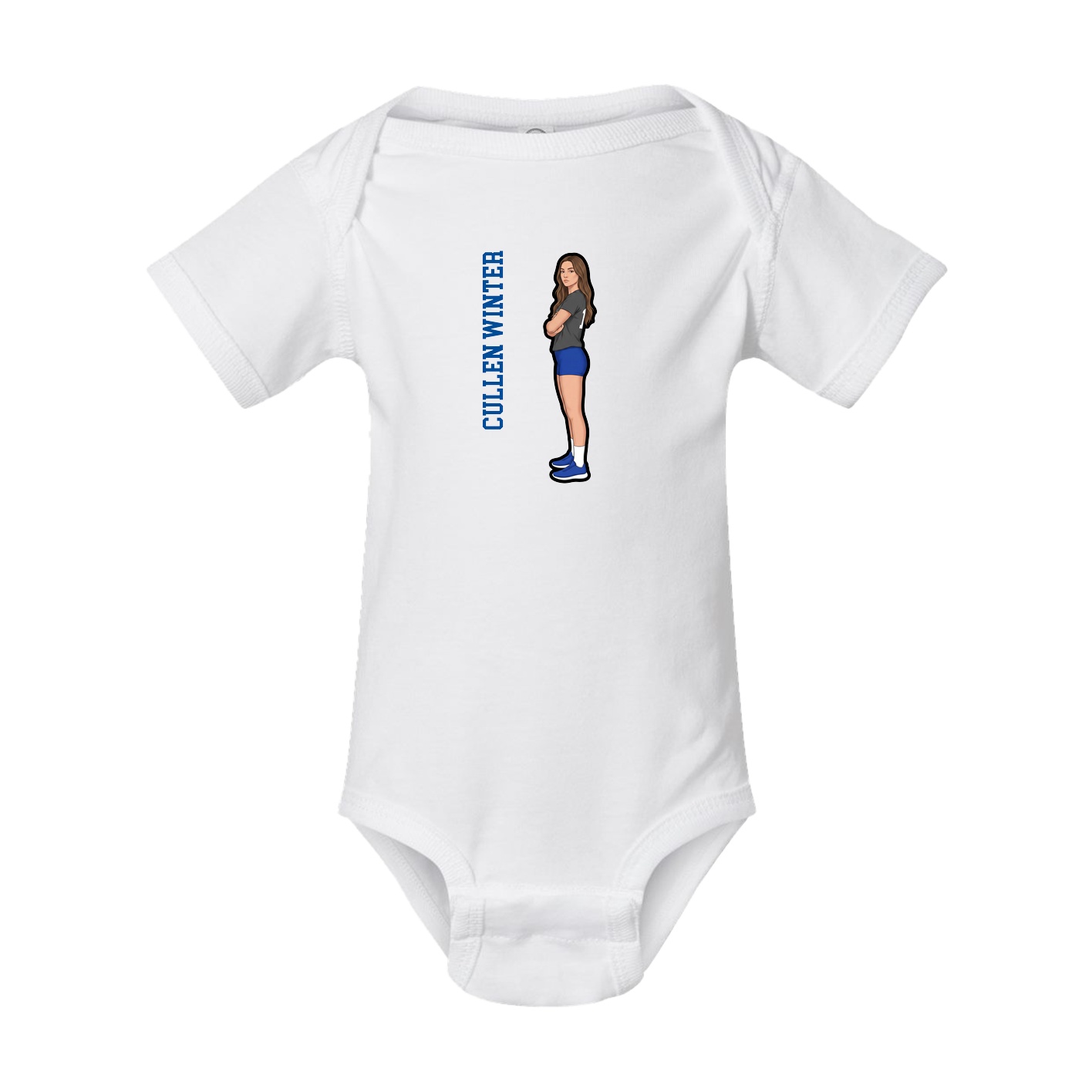 Baby Onesie — Name Vertical in White