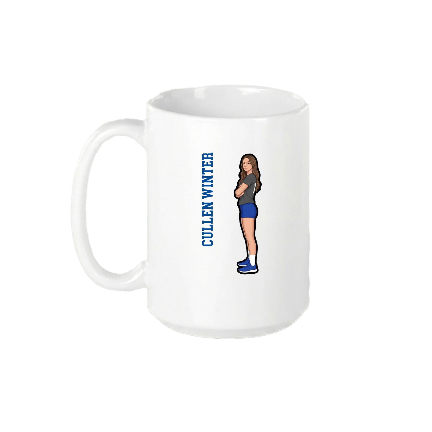15oz Coffee Mug — Name Vertical in White